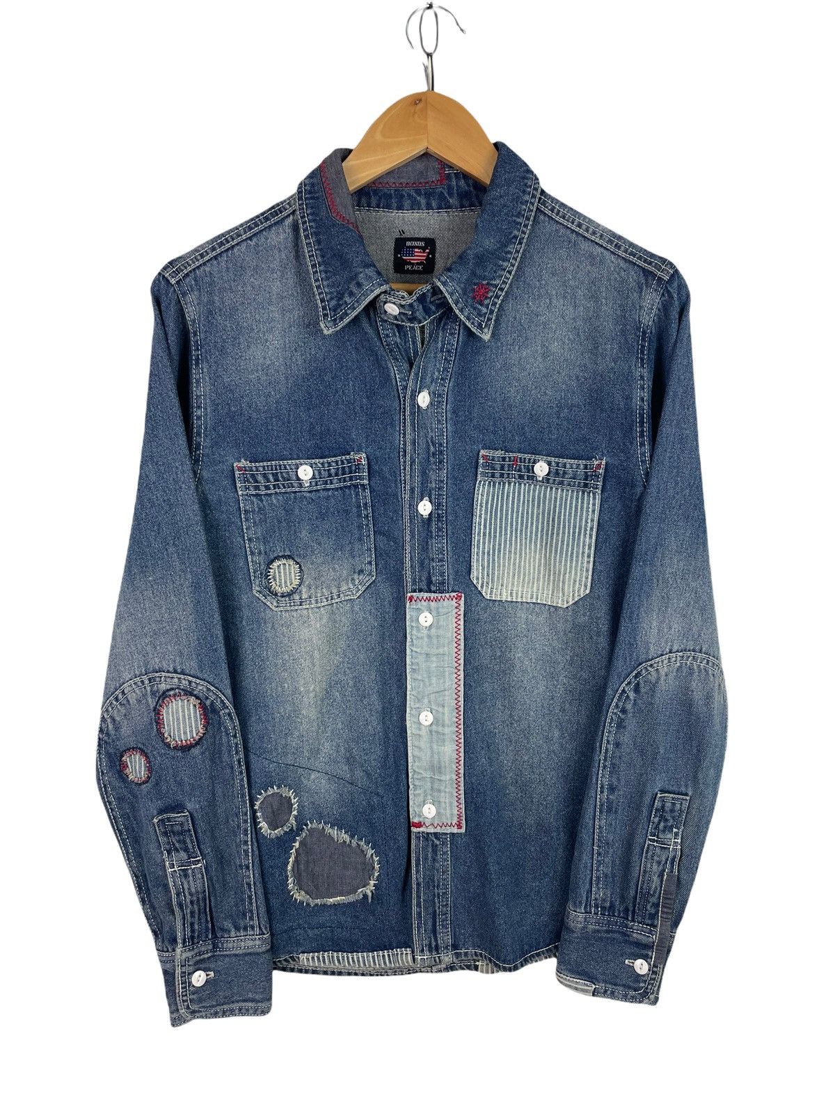 Japanese Brand Rebuild Bond Peace Patchwork Denim Jacket Size US M / EU 48-50 / 2 - 1 Thumbnail