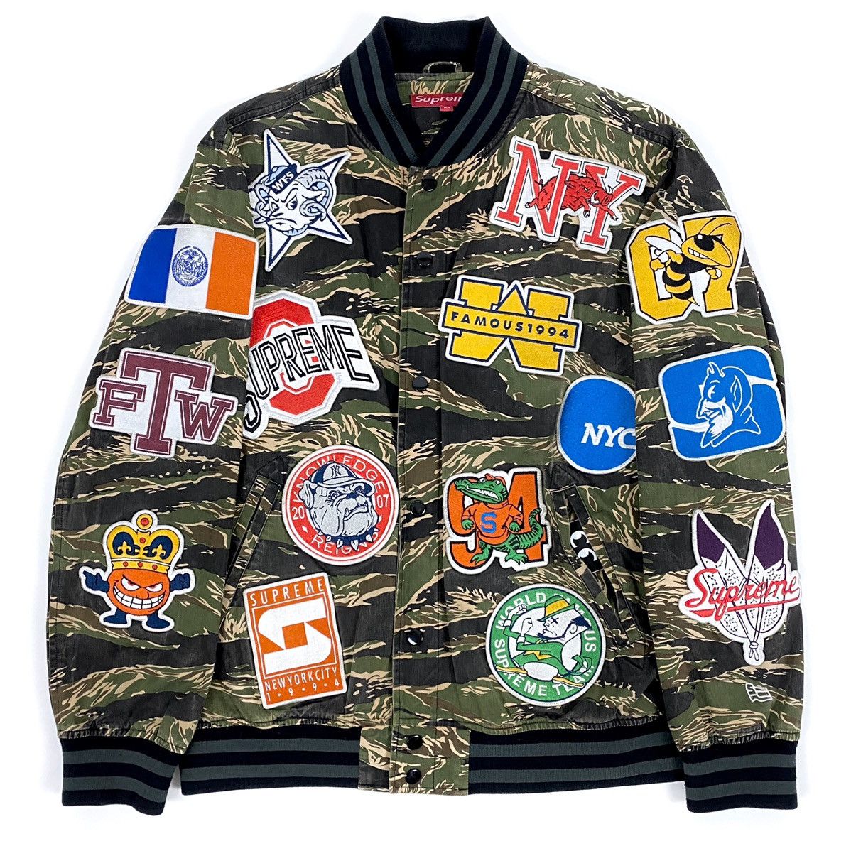 Supreme Supreme NCAA Varsity Jacket Camo College Patches Virgil