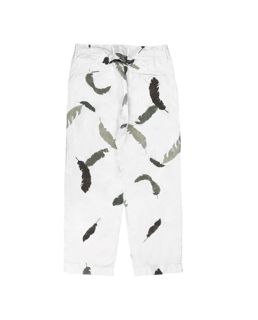 Kapital Kapital Feather Print Back-Buckle White Chino Trousers Size US 29 - 2 Thumbnail