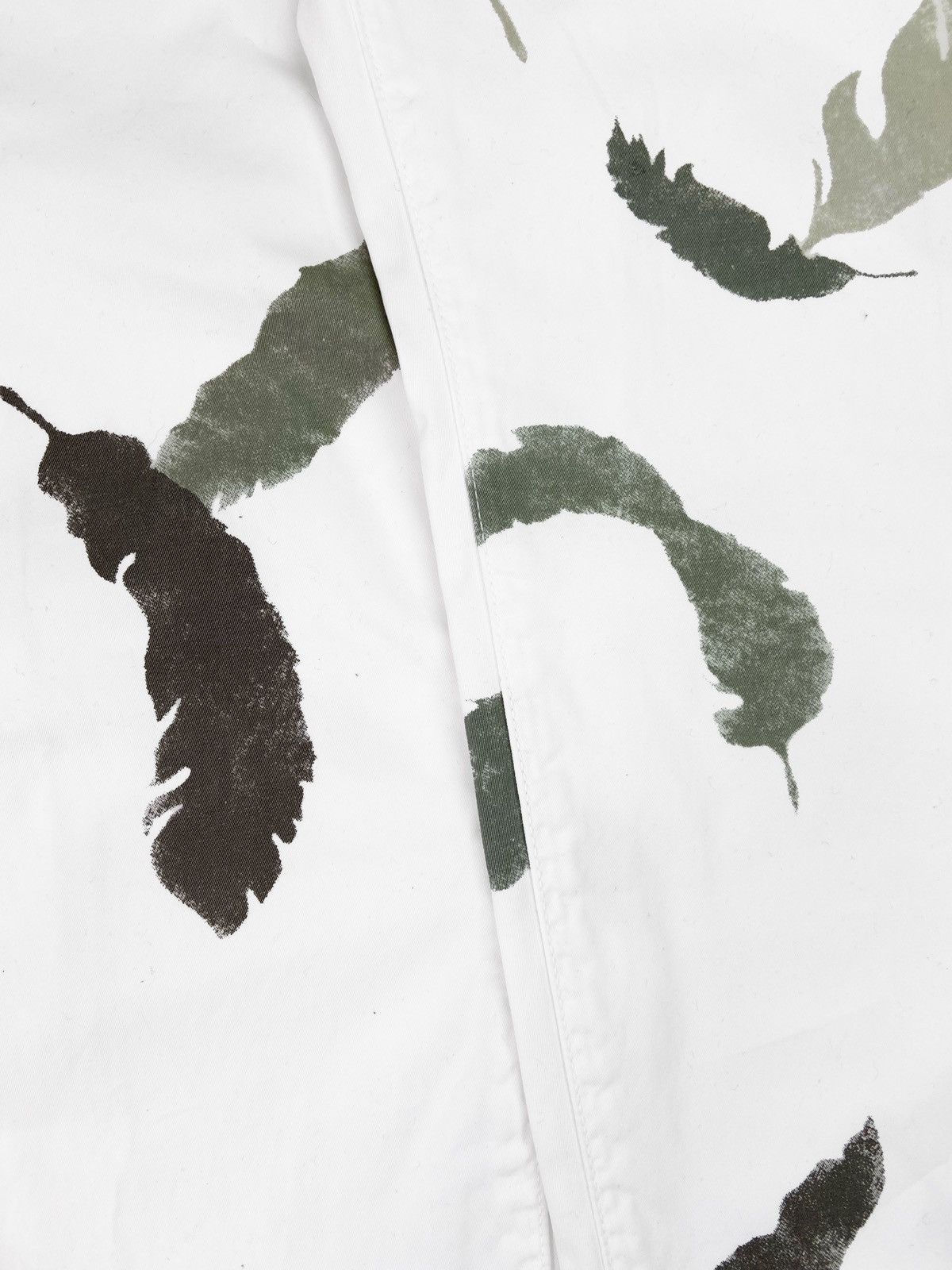 Kapital Kapital Feather Print Back-Buckle White Chino Trousers Size US 29 - 5 Thumbnail