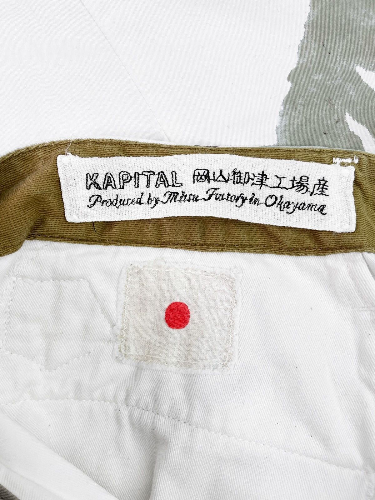 Kapital Kapital Feather Print Back-Buckle White Chino Trousers Size US 29 - 6 Thumbnail