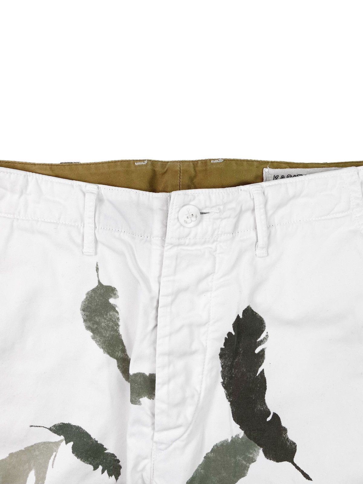 Kapital Kapital Feather Print Back-Buckle White Chino Trousers Size US 29 - 3 Thumbnail