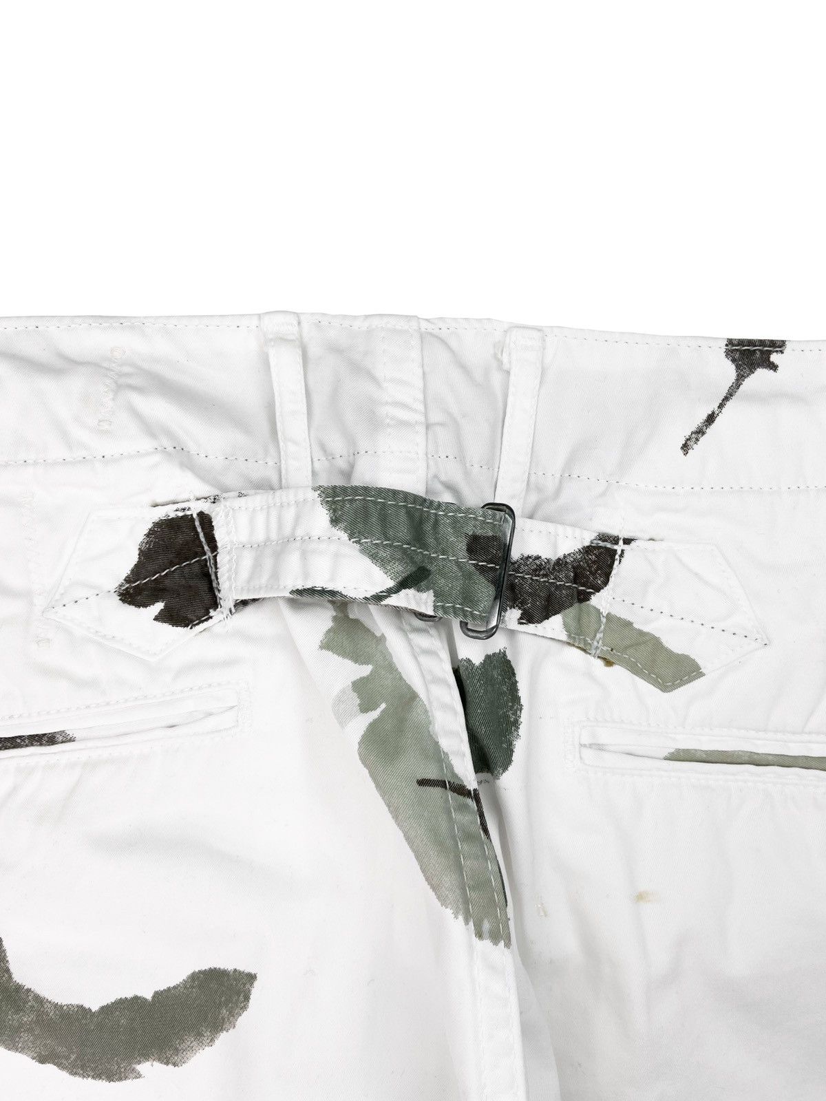 Kapital Kapital Feather Print Back-Buckle White Chino Trousers Size US 29 - 4 Thumbnail