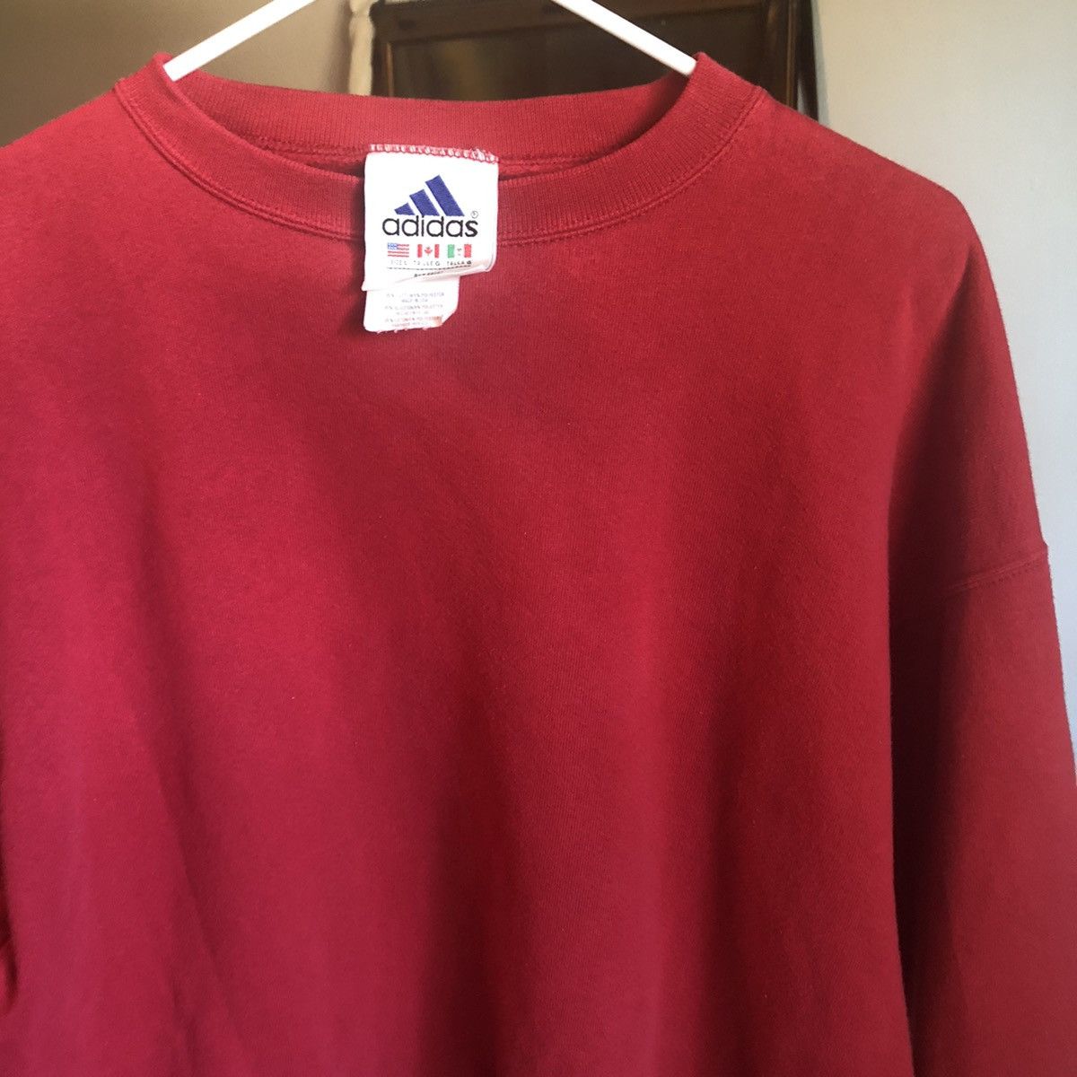 Adidas Vintage 90s Adidas Red Blank Heavyweight Crewneck Made in US Size US L / EU 52-54 / 3 - 2 Thumbnail