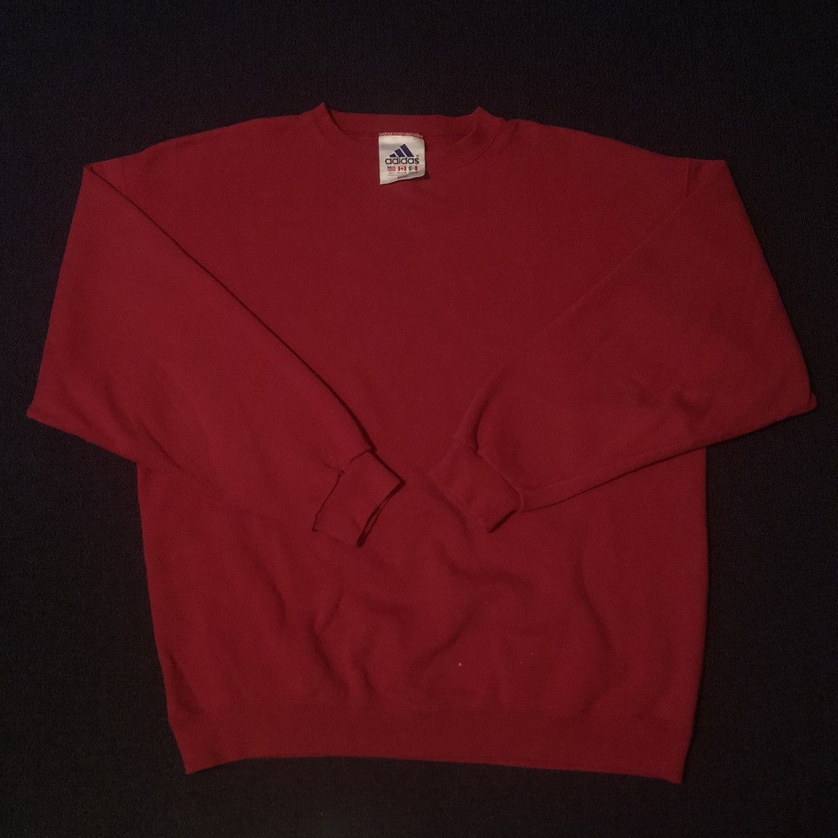 Adidas Vintage 90s Adidas Red Blank Heavyweight Crewneck Made in US Size US L / EU 52-54 / 3 - 3 Thumbnail