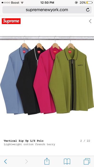 Supreme Supreme l/s Vertical Stripe Zip Up Polo | Grailed