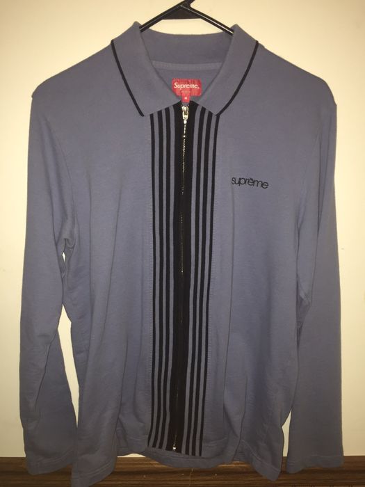 Supreme Supreme l/s Vertical Stripe Zip Up Polo | Grailed