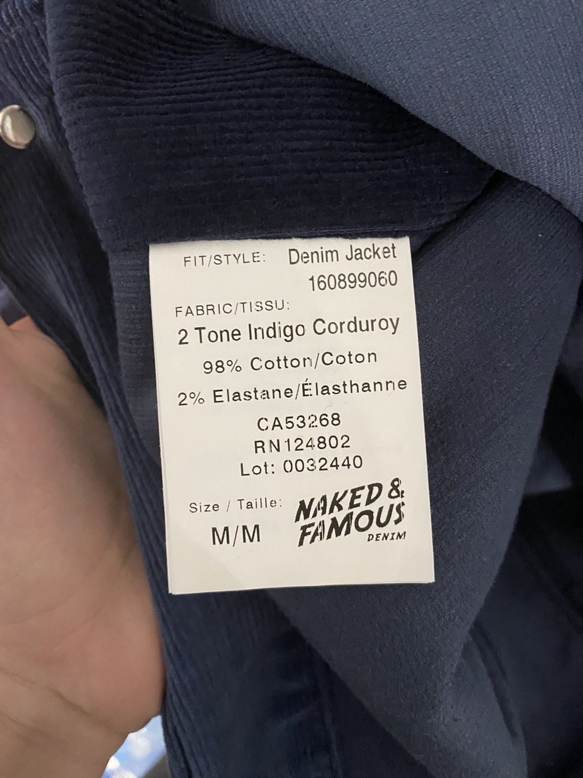 Naked & Famous Naked & Famous Blue Corduroy Denim Jacket Size M | Grailed