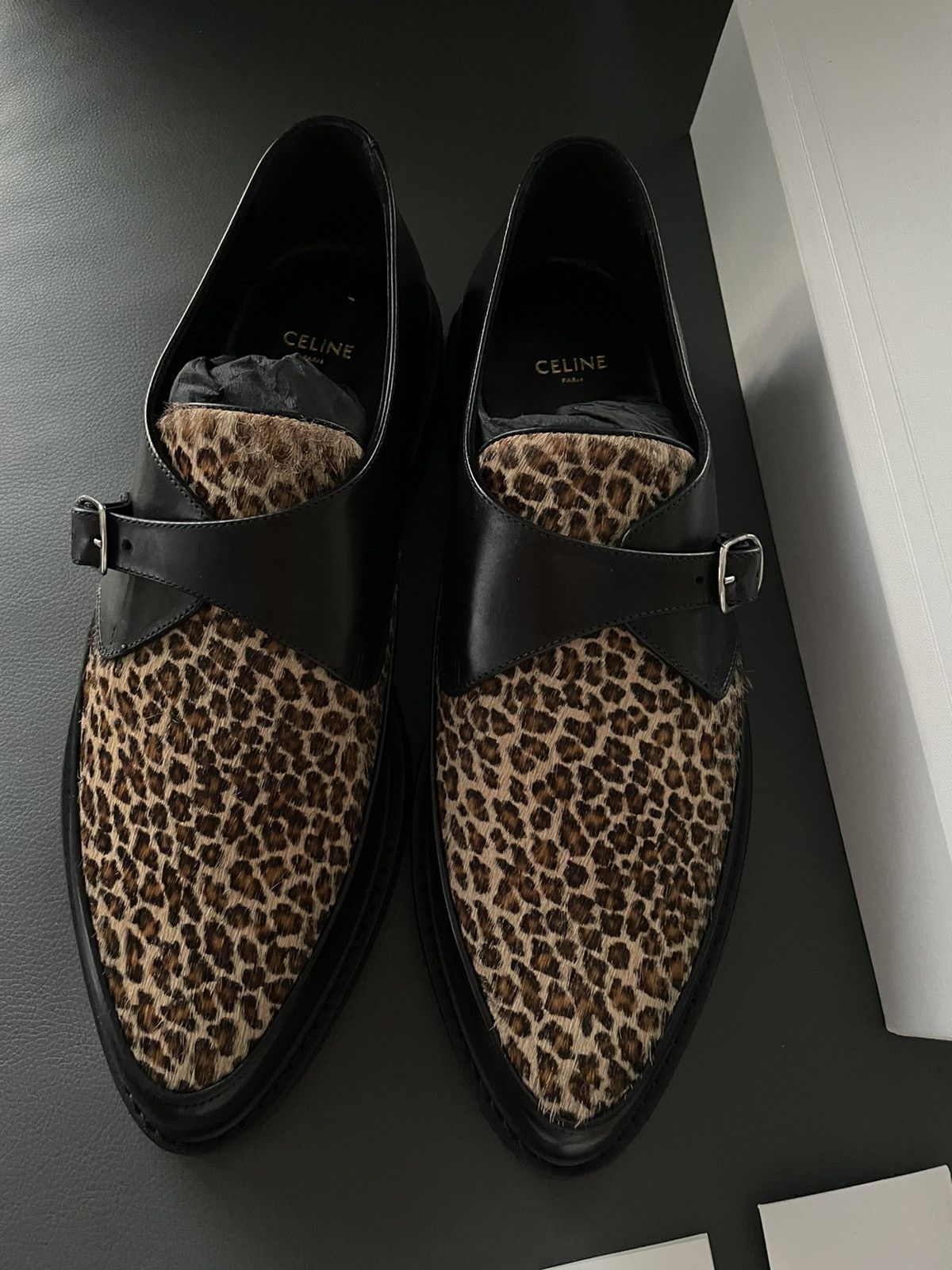 Celine × Hedi Slimane Celine Hedi Slimane Leopard Creeper Loafer Super Runway Size US 9.5 / EU 42-43 - 21 Thumbnail