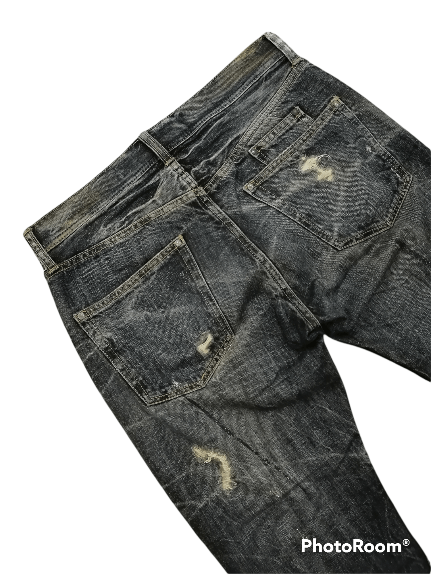 Japanese Brand Japan Brand Splattered Paint Rip Distressed Denim Pants Size US 31 - 7 Thumbnail