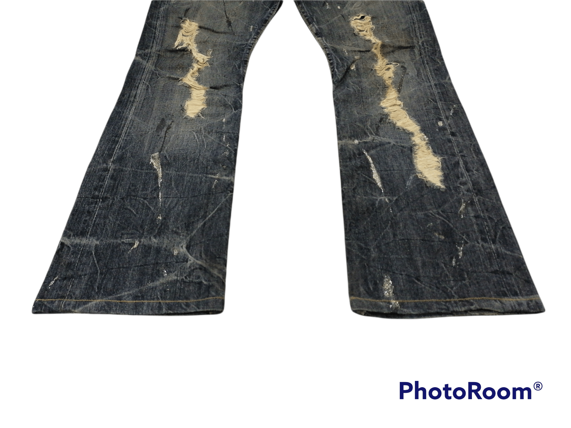 Japanese Brand Japan Brand Splattered Paint Rip Distressed Denim Pants Size US 31 - 2 Thumbnail