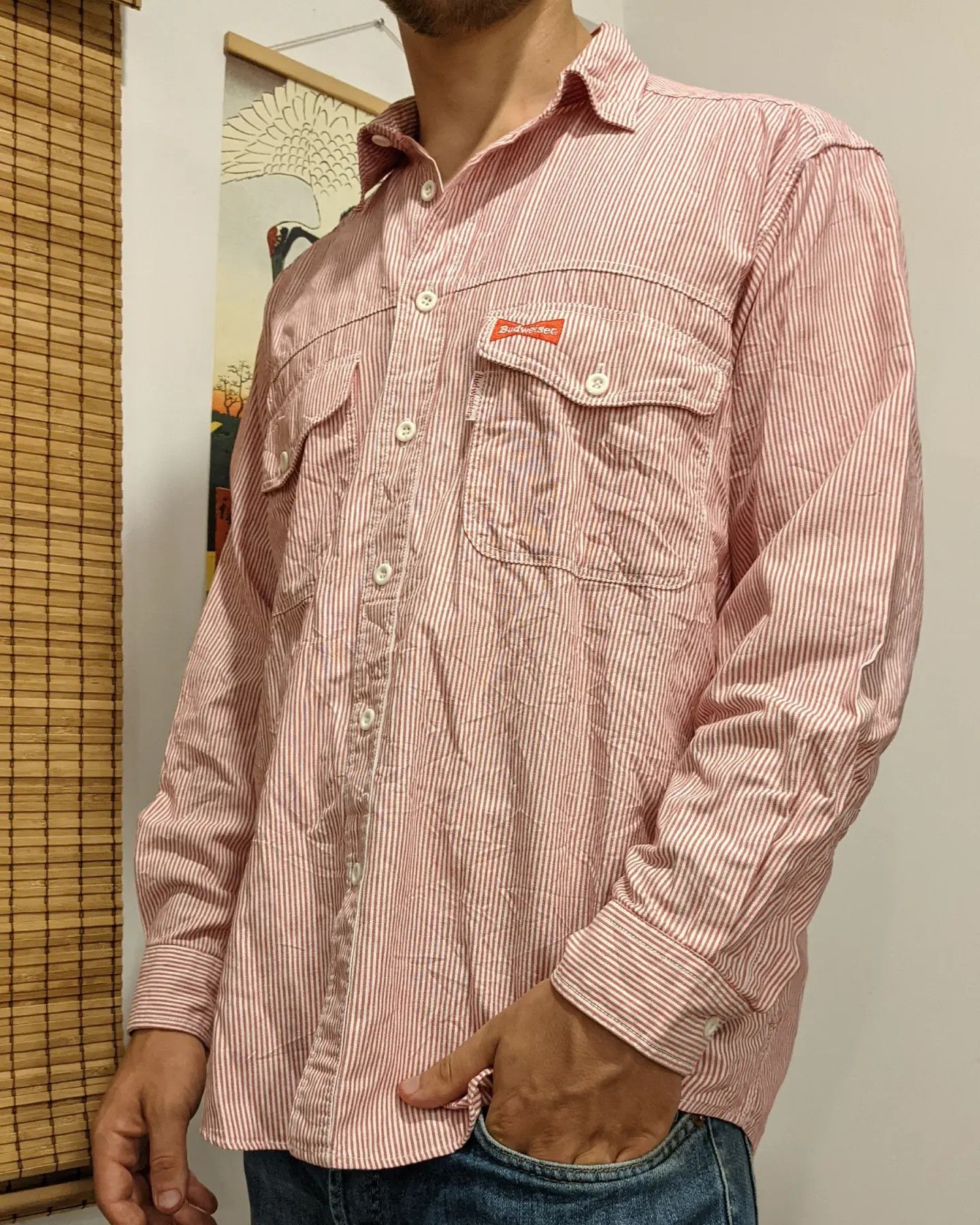 Budweiser × Vintage Budweiser embroidered button up shirt | Grailed