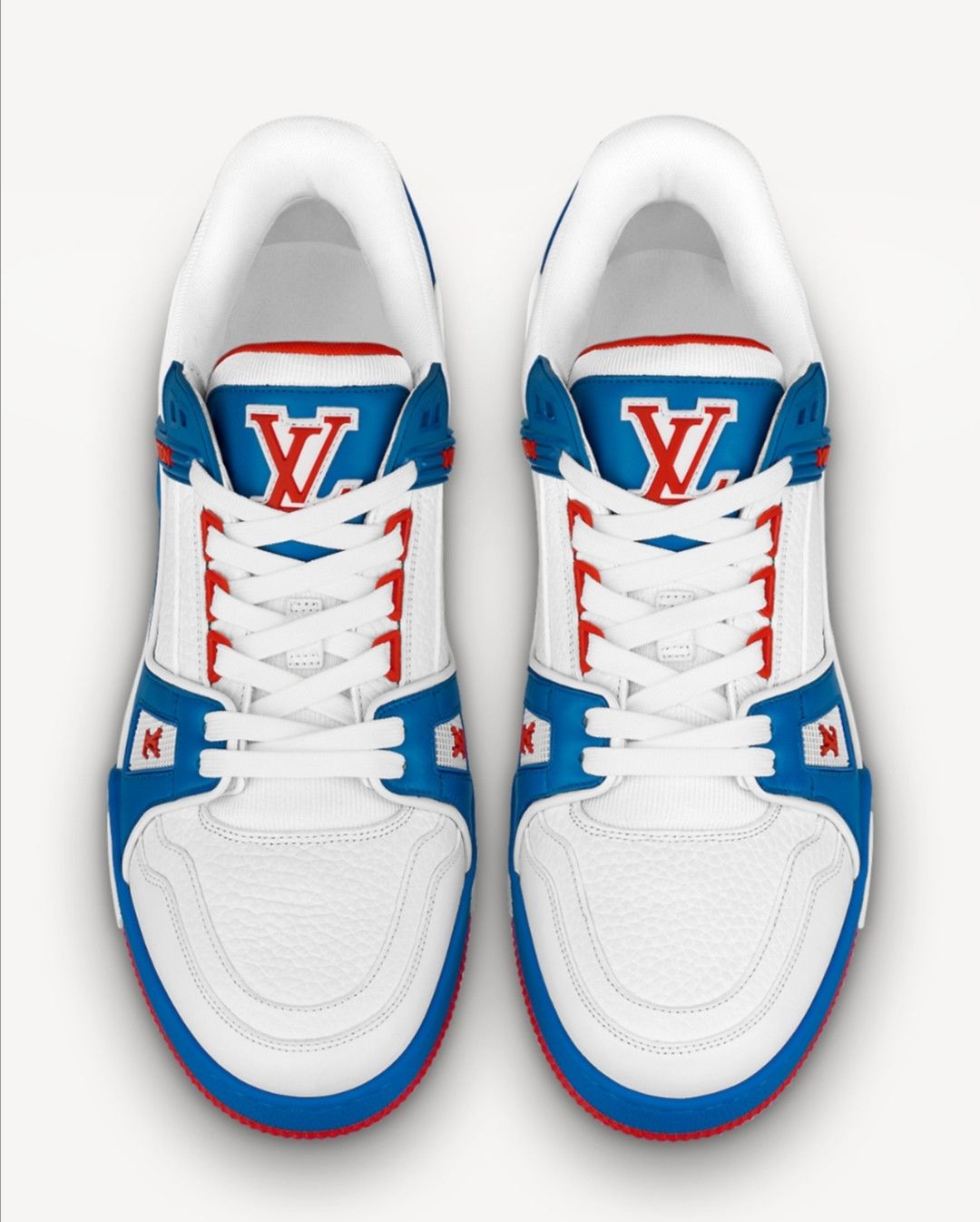 Louis Vuitton White, Blue, & Red 'LV Trainer' Sneakers