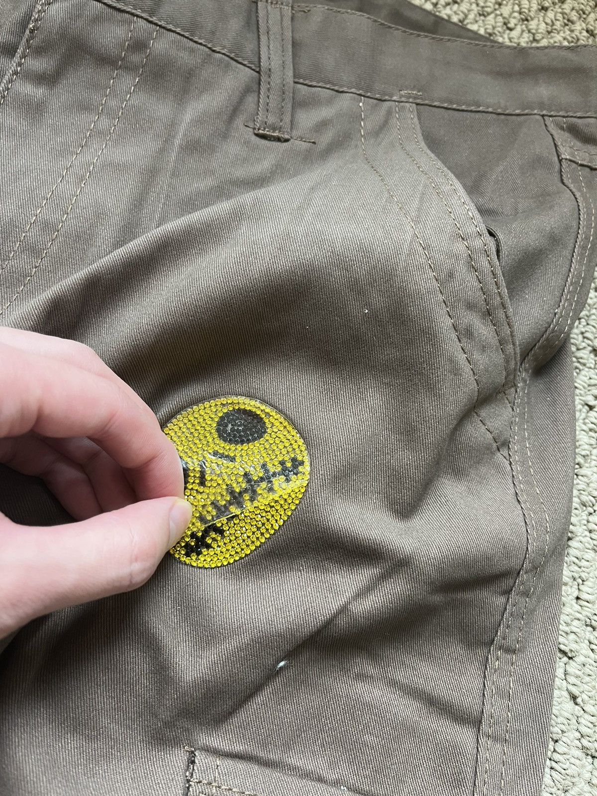 Japanese Brand ghost Swarovski crystal face cargo pants Size US 35 - 3 Thumbnail