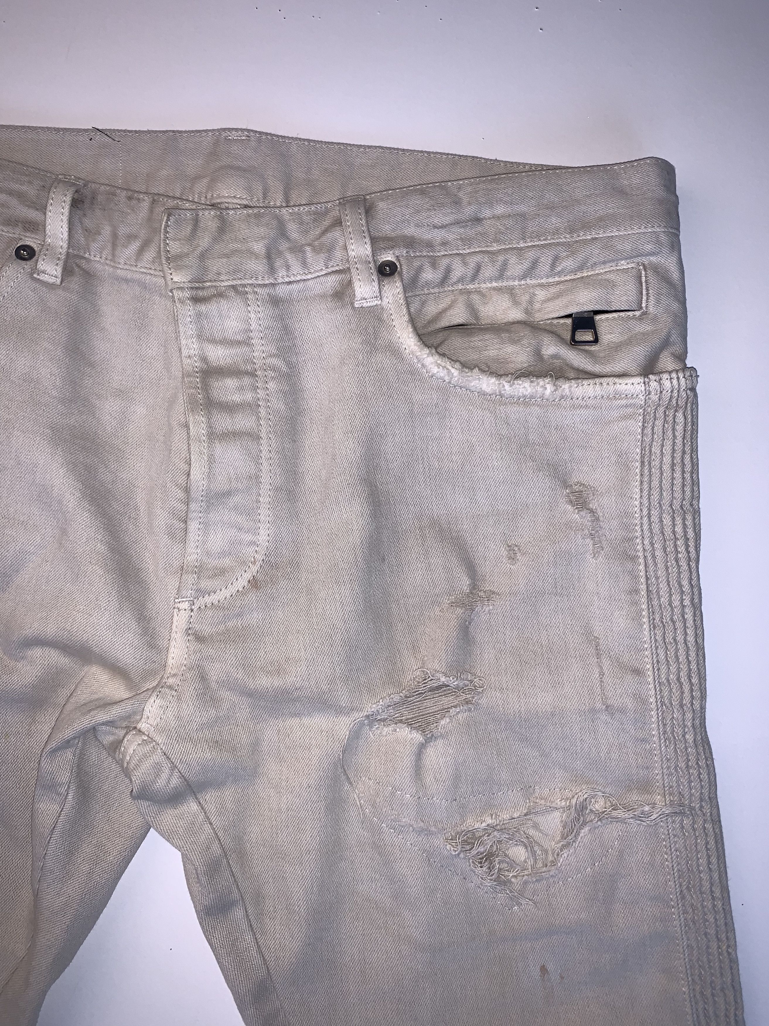 Balmain Off white ripped denim jeans Size US 34 / EU 50 - 3 Thumbnail