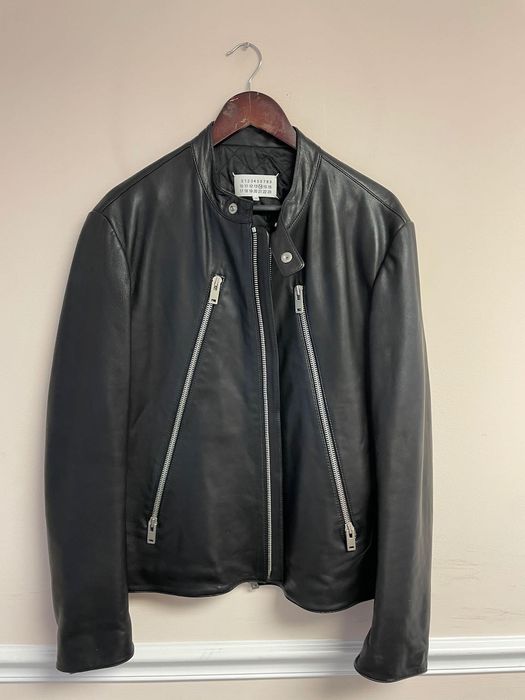 Maison Margiela Marigela 5 Zip Black Leather Jacket 52 | Grailed