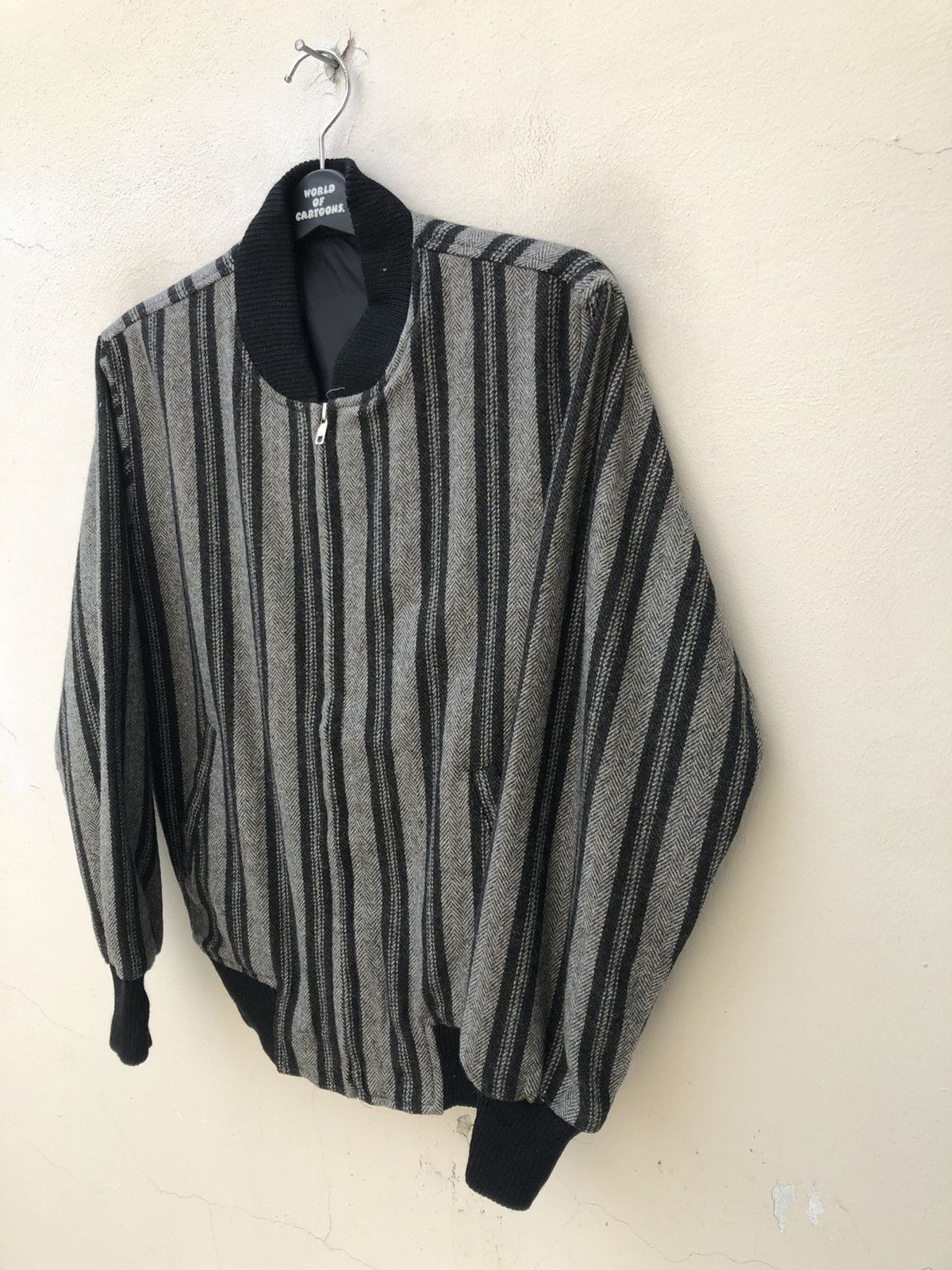 Vintage VTG 80s Sun Lunar Japan Border Striped Light Bomber Jacket Size US L / EU 52-54 / 3 - 6 Thumbnail