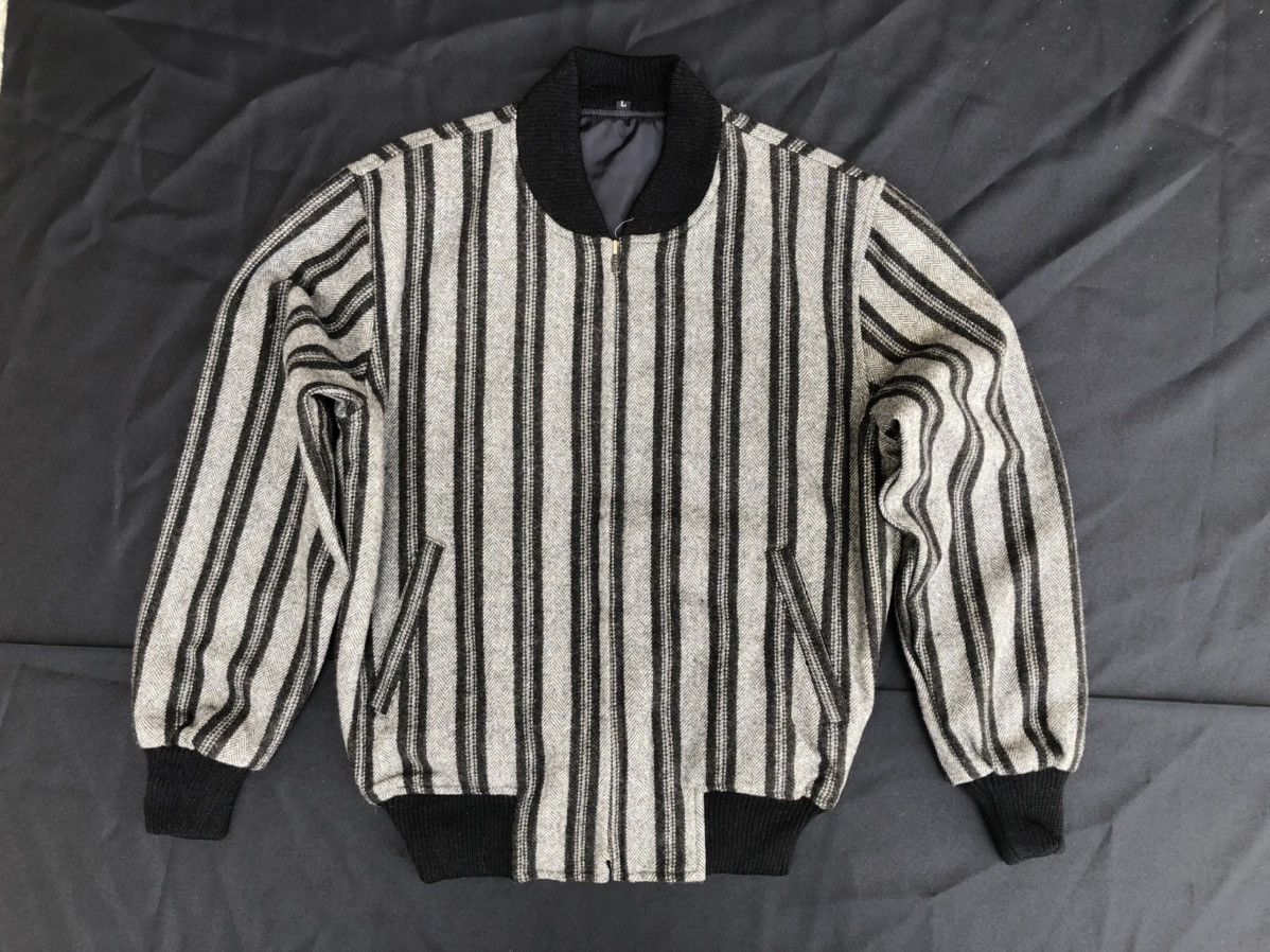 Vintage VTG 80s Sun Lunar Japan Border Striped Light Bomber Jacket Size US L / EU 52-54 / 3 - 1 Thumbnail
