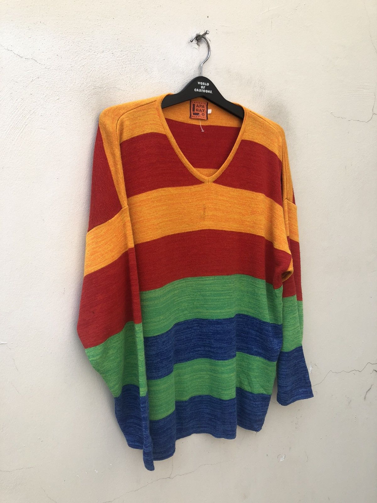Vintage Vintage 90s Lapagayo Made in Romania Rainbow Wool Sweater Size US XL / EU 56 / 4 - 6 Thumbnail