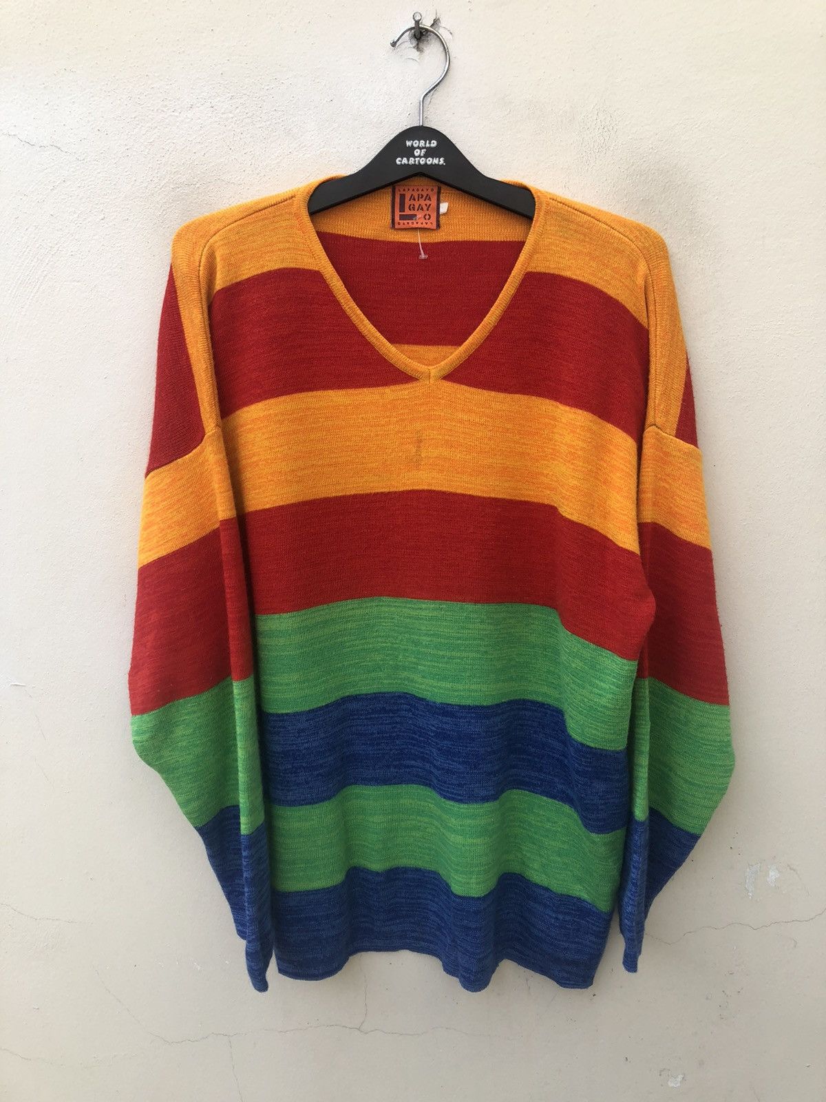 Vintage Vintage 90s Lapagayo Made in Romania Rainbow Wool Sweater Size US XL / EU 56 / 4 - 3 Thumbnail