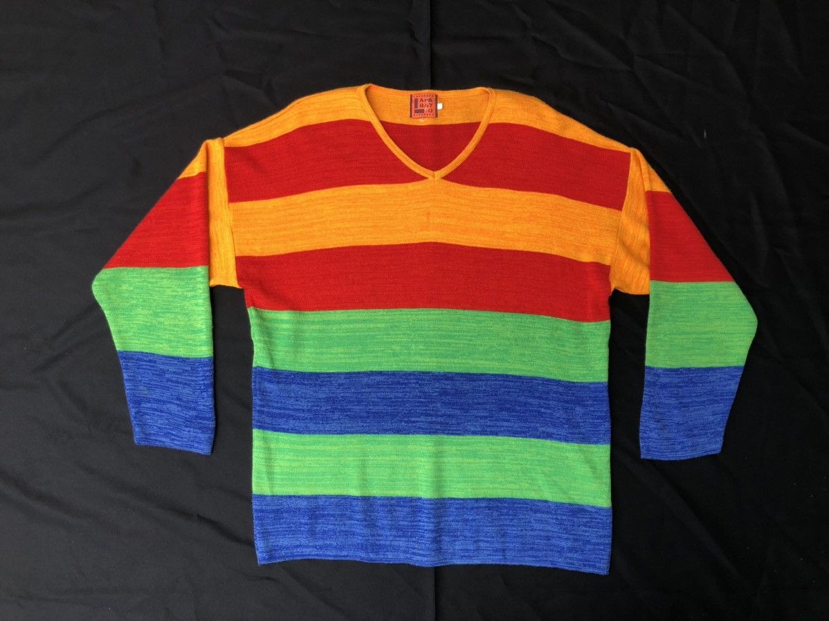 Vintage Vintage 90s Lapagayo Made in Romania Rainbow Wool Sweater Size US XL / EU 56 / 4 - 1 Thumbnail