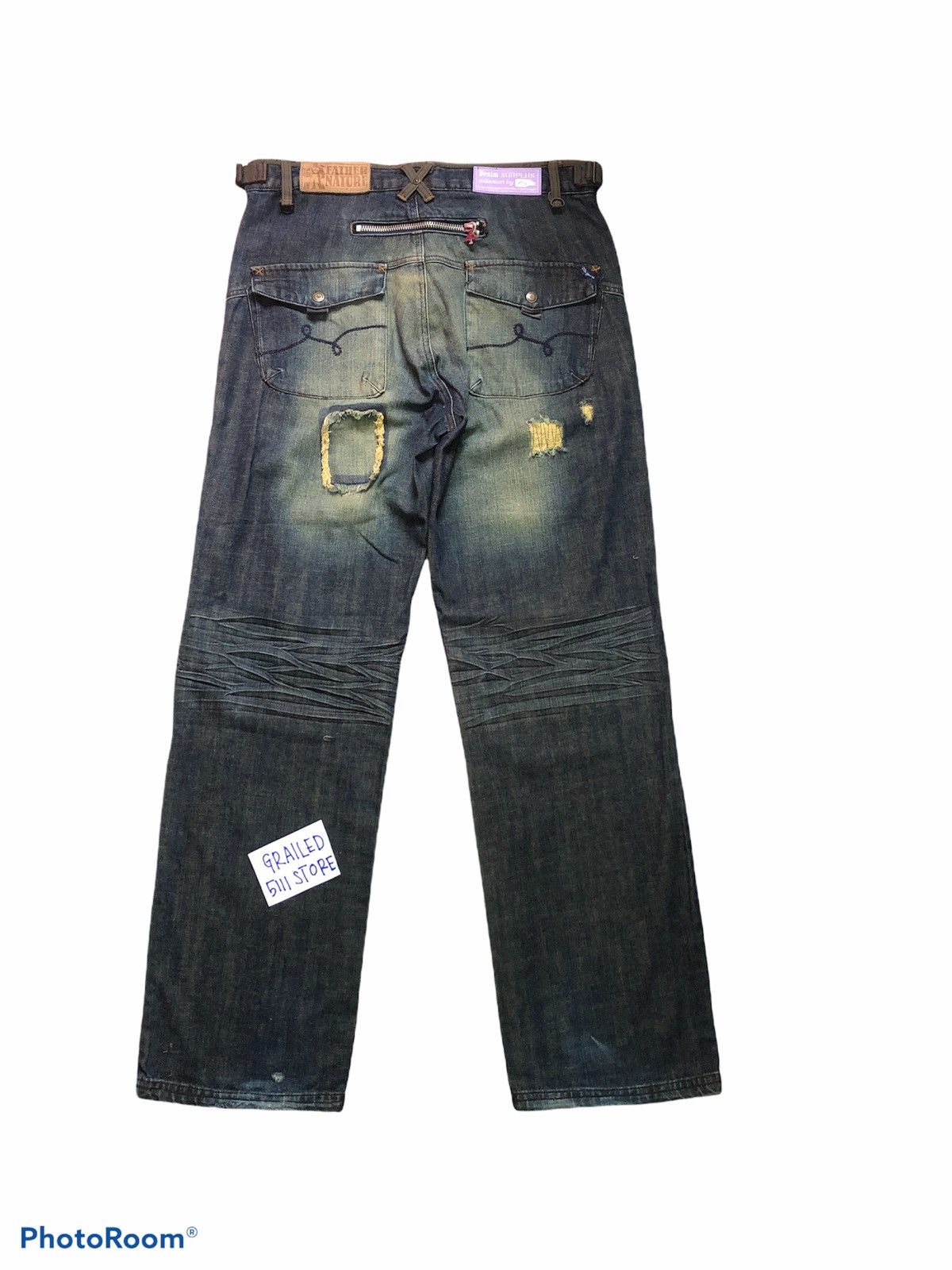 Japanese Brand WIDE LEG⚡️⚡️ RUSTY DISTRESSED DENIM Size US 36 / EU 52 - 2 Thumbnail