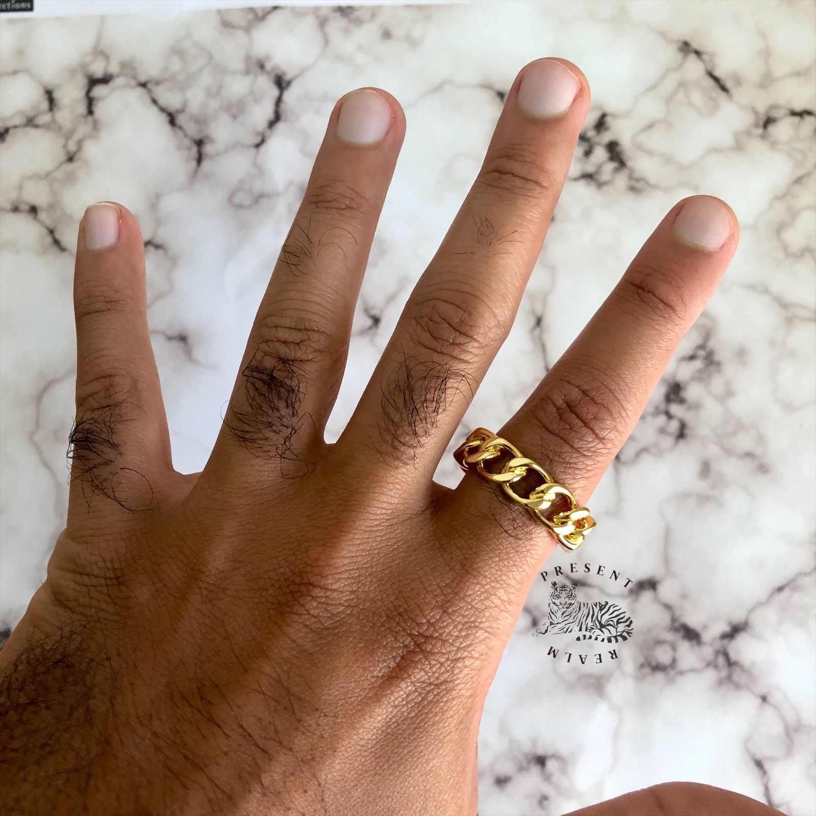 Jewelry Gold Cuban Link Ring Size ONE SIZE - 3 Thumbnail