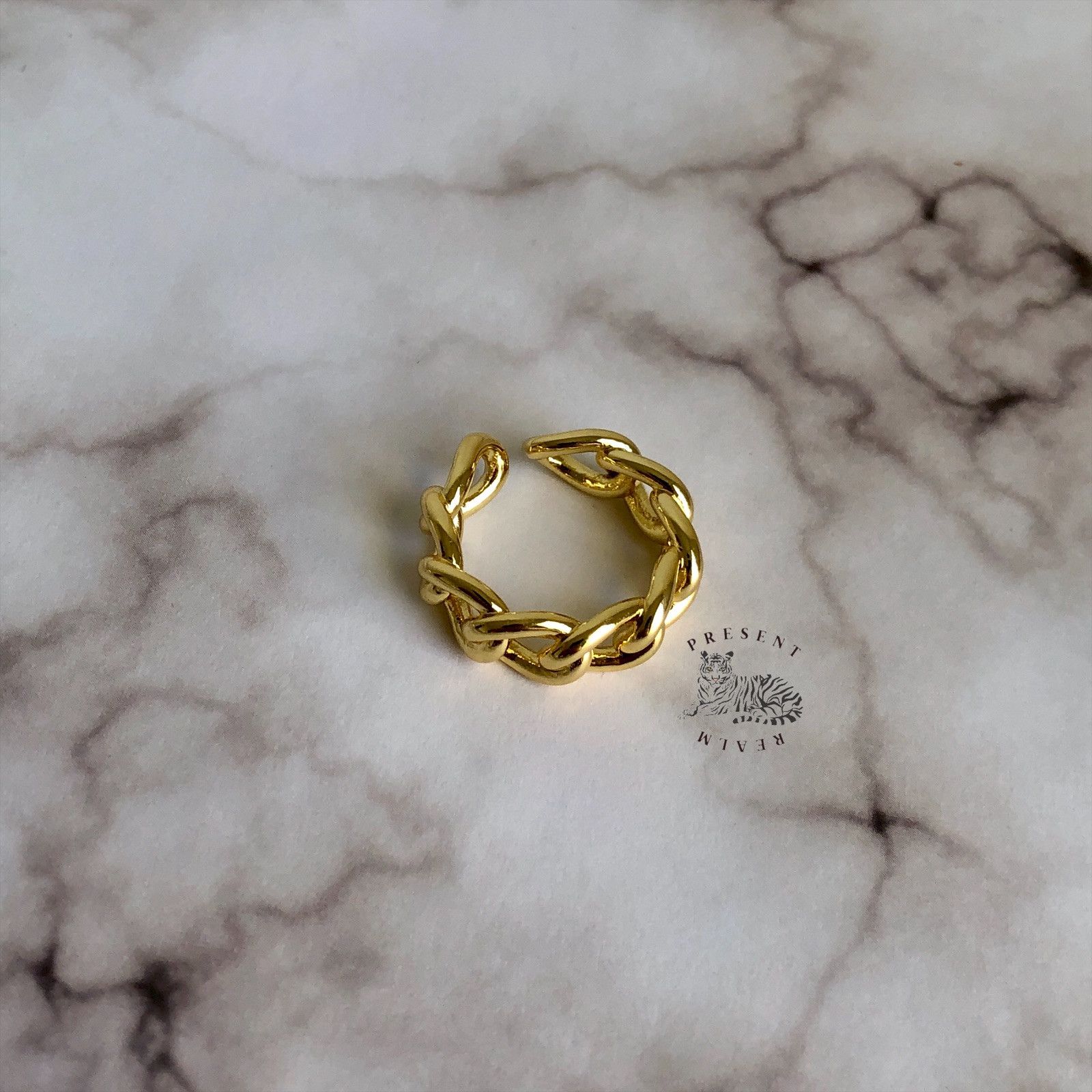 Jewelry Gold Cuban Link Ring Size ONE SIZE - 4 Thumbnail