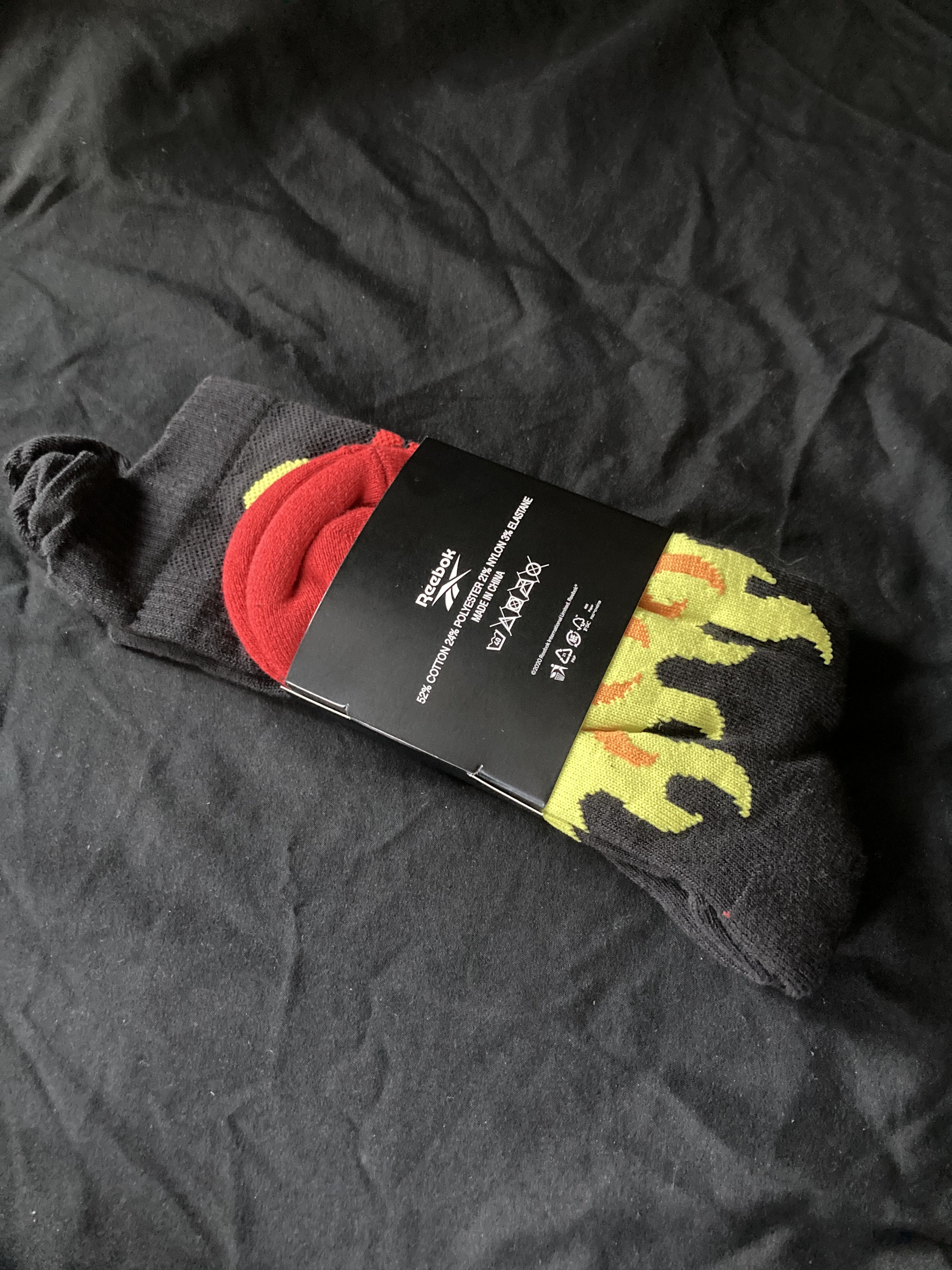 Reebok × Vetements MONSTER SHORT SOCKS - Black Flames XS - EU 34/36 Size 36 - 6 Thumbnail