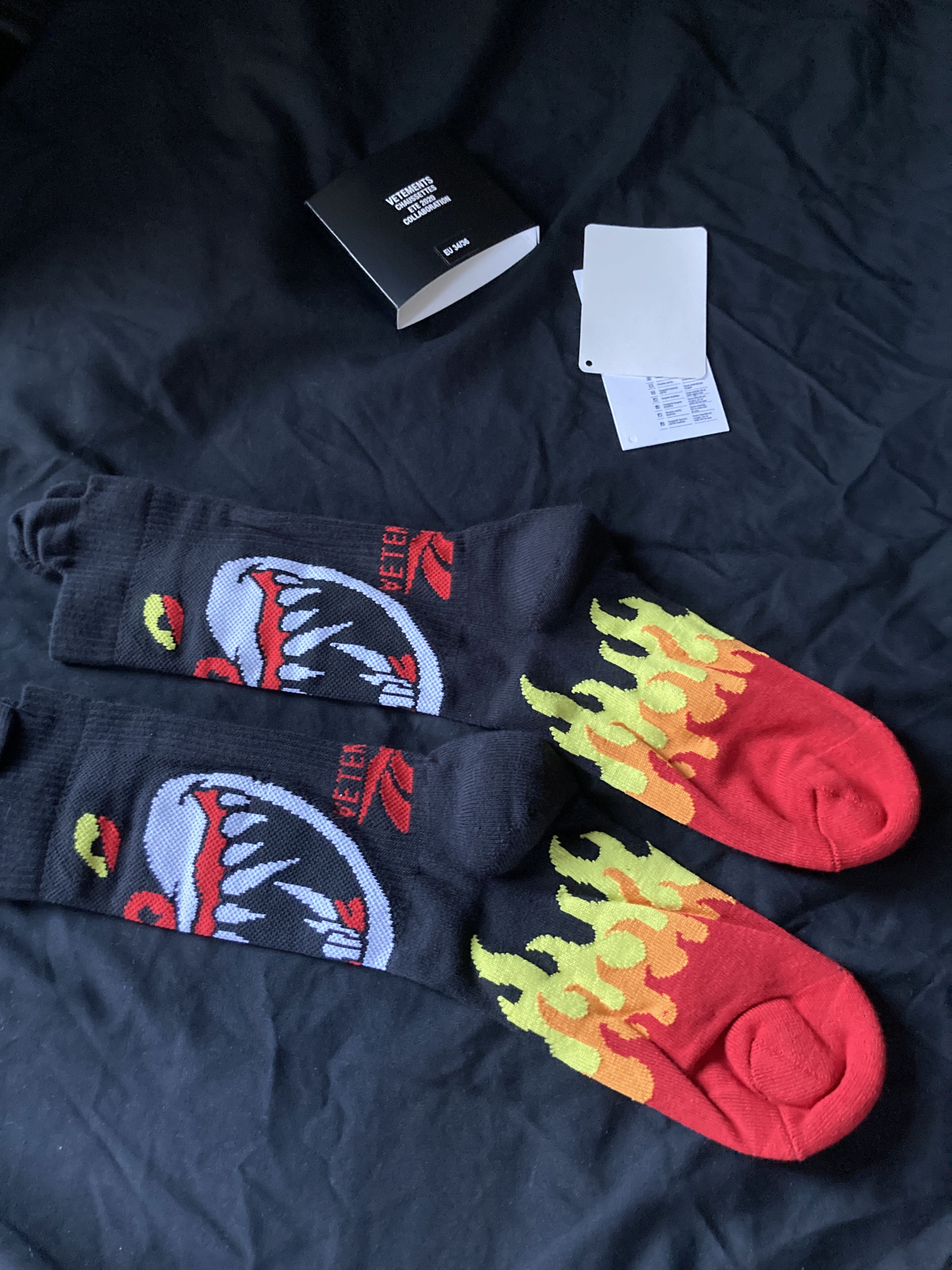 Reebok × Vetements MONSTER SHORT SOCKS - Black Flames XS - EU 34/36 Size 36 - 4 Thumbnail