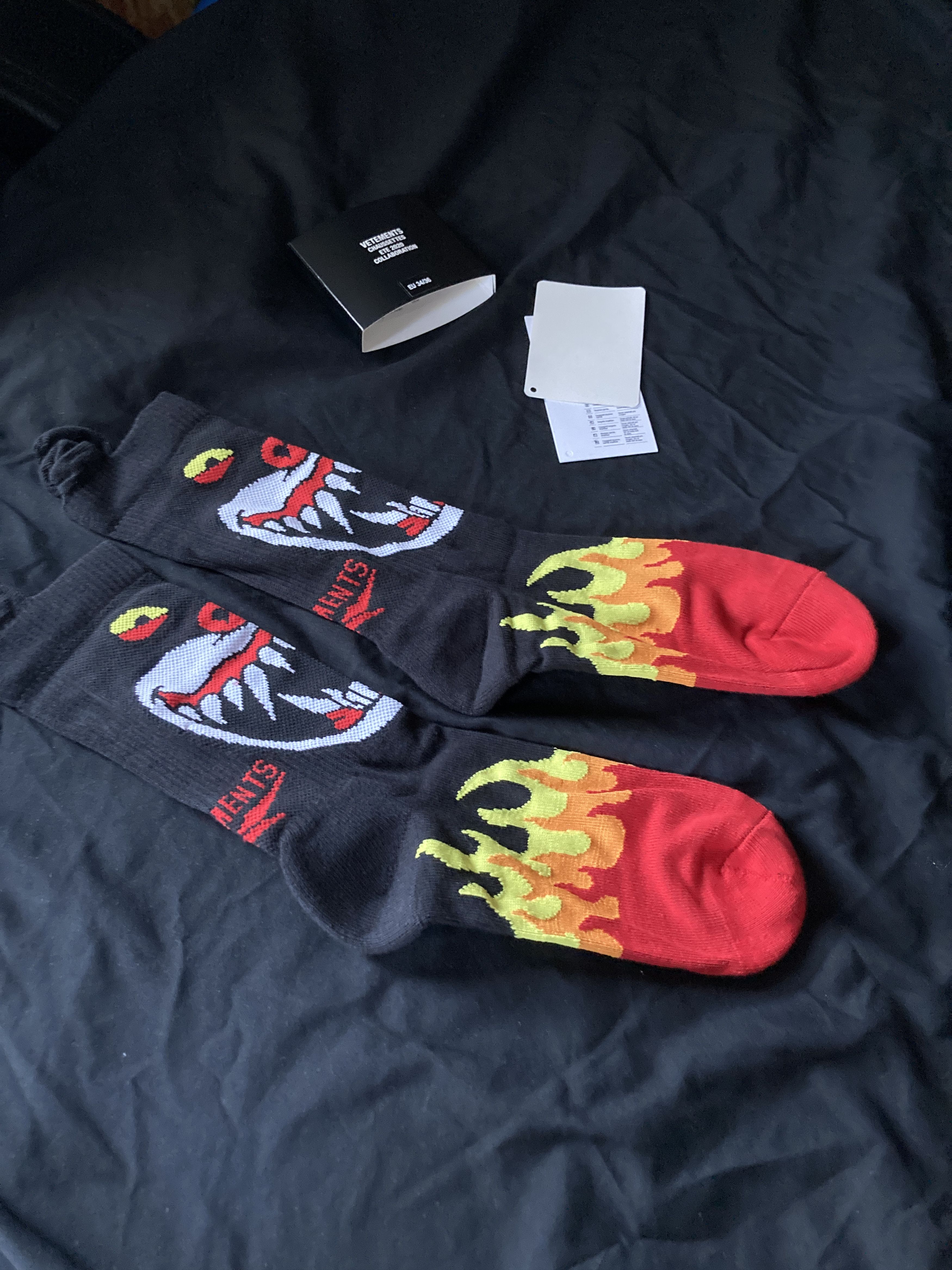 Reebok × Vetements MONSTER SHORT SOCKS - Black Flames XS - EU 34/36 Size 36 - 3 Thumbnail