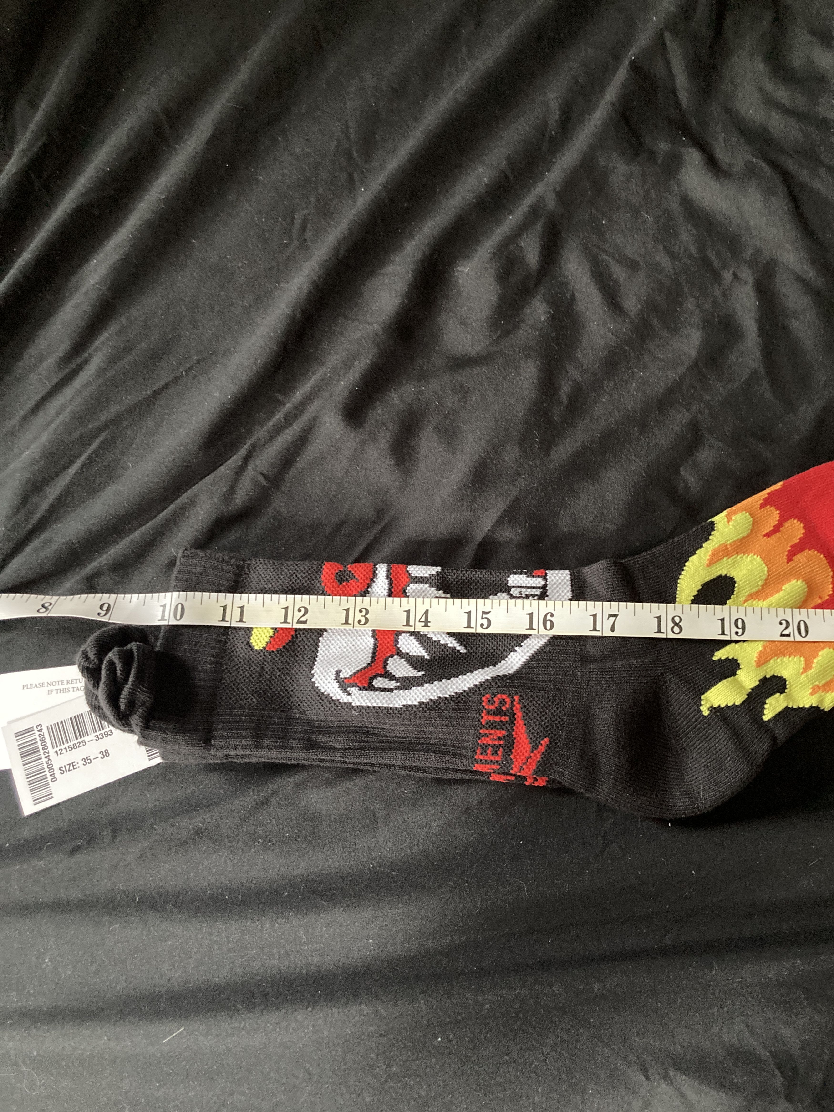 Reebok × Vetements MONSTER SHORT SOCKS - Black Flames XS - EU 34/36 Size 36 - 8 Thumbnail