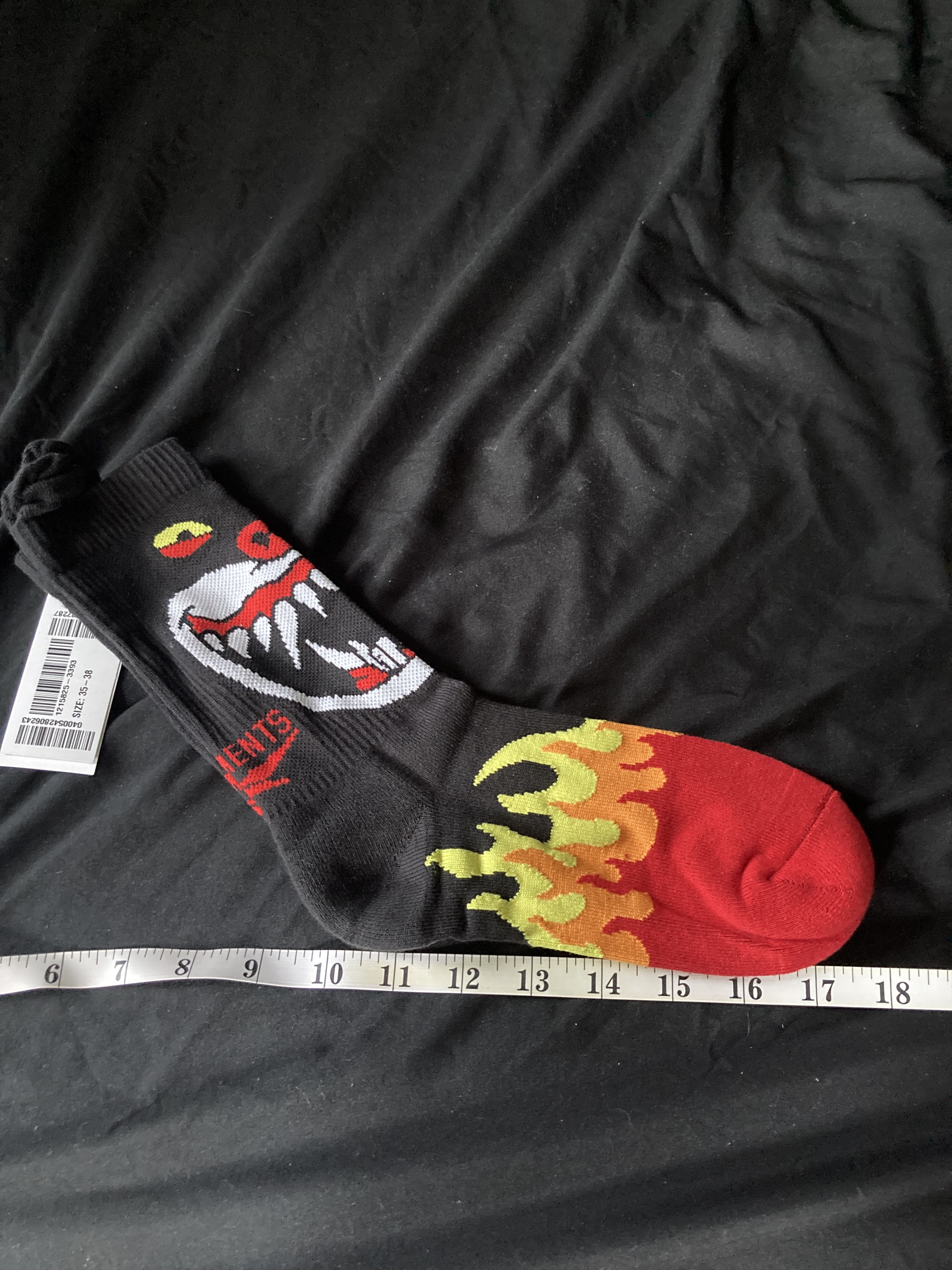 Reebok × Vetements MONSTER SHORT SOCKS - Black Flames XS - EU 34/36 Size 36 - 7 Thumbnail