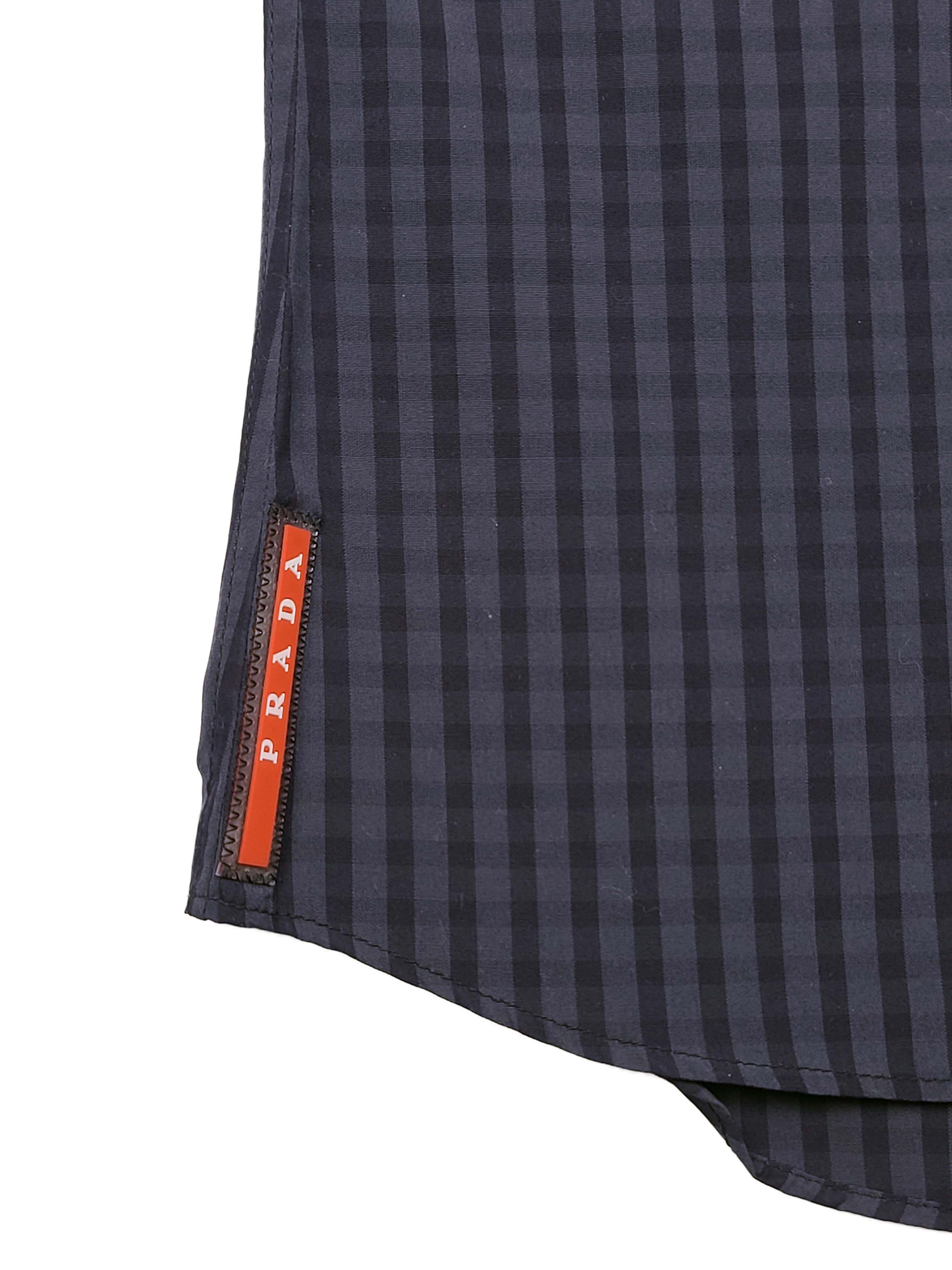 Prada Dark Gray Check Short Sleeve Knit Collar Shirt Size US M / EU 48-50 / 2 - 3 Thumbnail