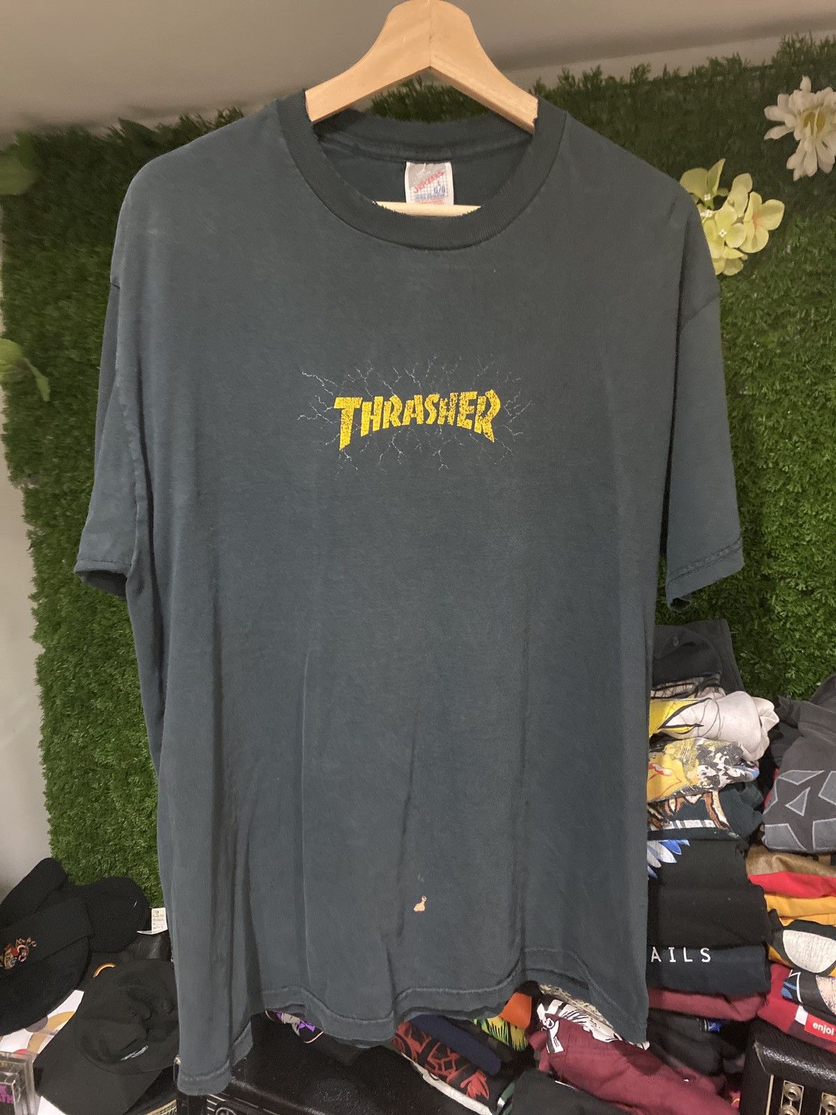 Vintage Mid 90s thrasher magazine lightning shirt | Grailed