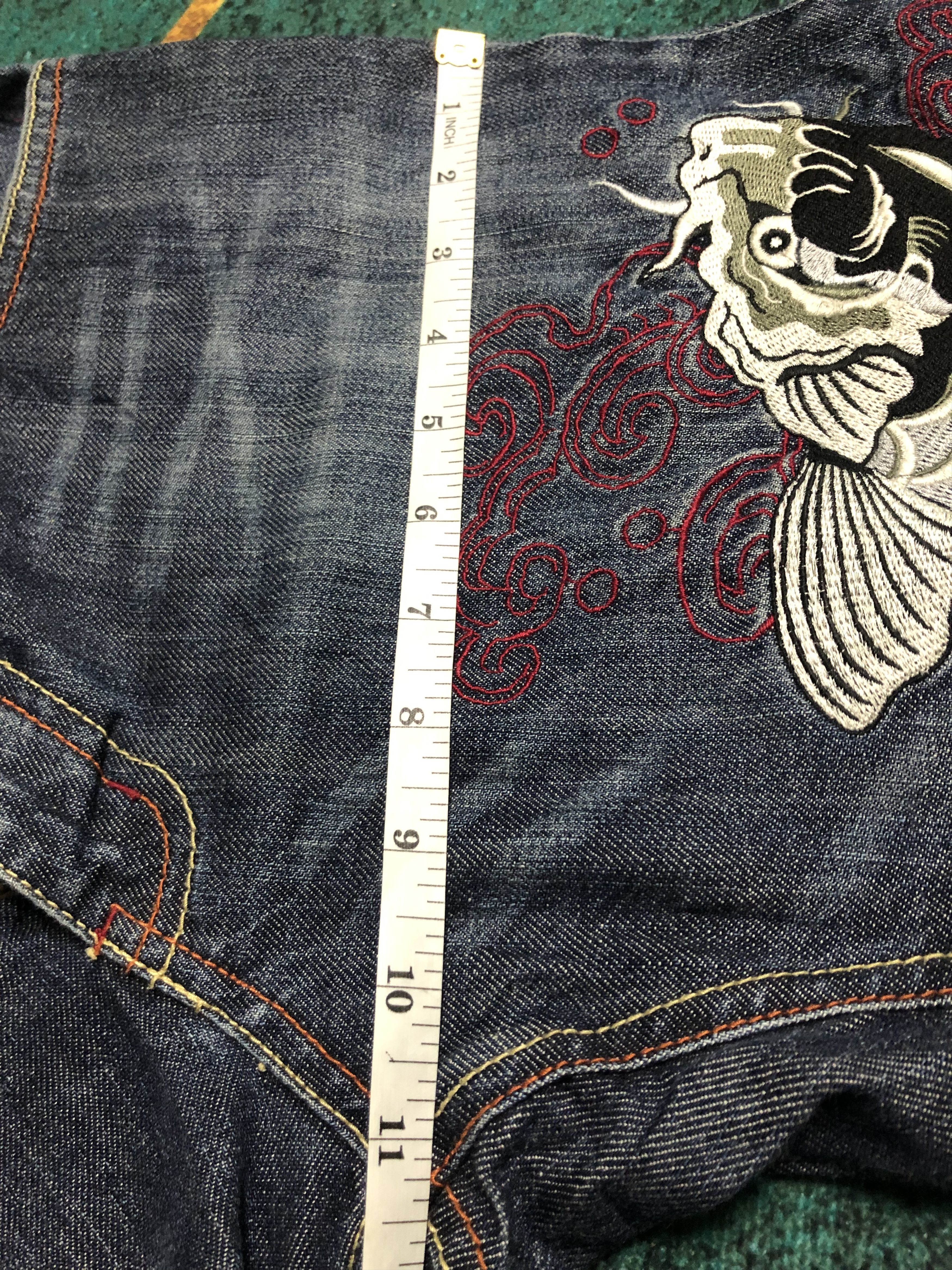 Japanese Brand Infinity Ambroidery Fish Koi Like Sukajan Denim Pants Size US 31 - 14 Thumbnail