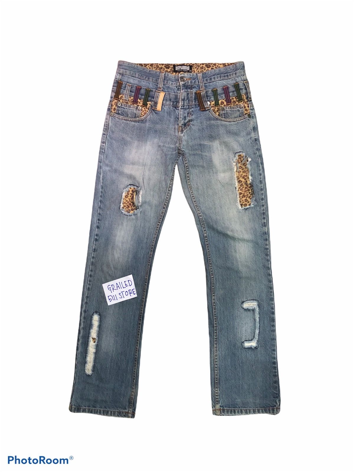 Japanese Brand DOUBLE WAIST DISTRESSED EXPLOSION Size US 33 - 1 Thumbnail