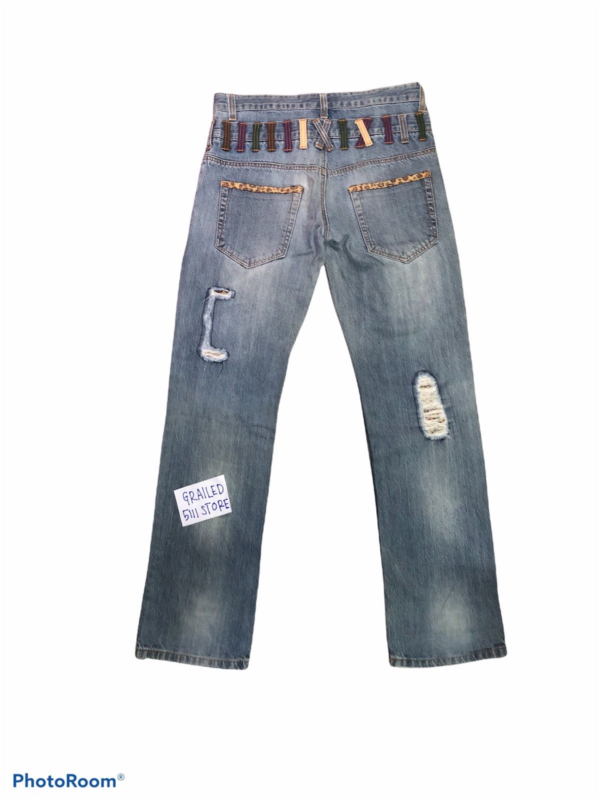 Japanese Brand DOUBLE WAIST DISTRESSED EXPLOSION Size US 33 - 2 Thumbnail