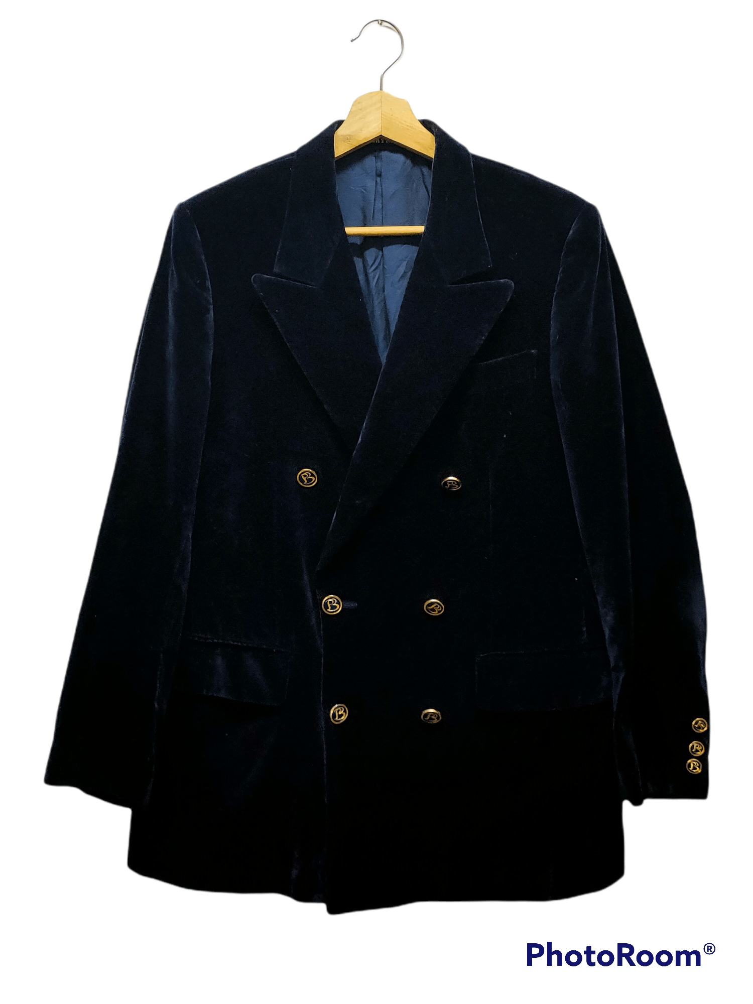 Playboy Playboy blazer velvet blue black vintage Size 44L - 1 Thumbnail
