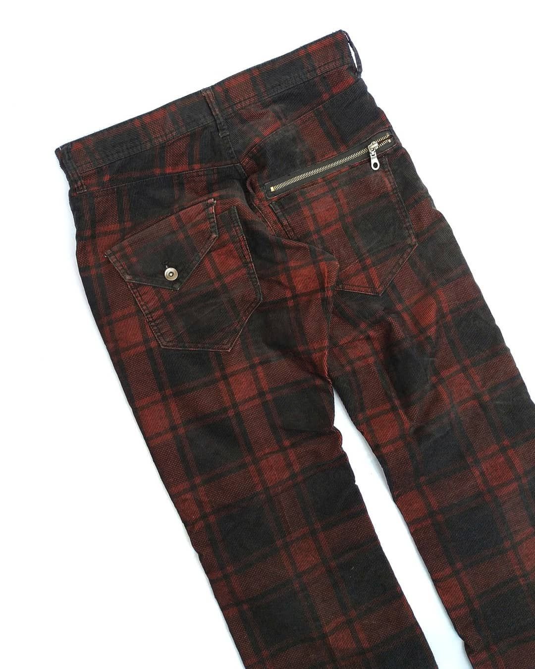 If Six Was Nine 2000s Archive Corduroy Punk Pants Tartan Plaid Size US 31 - 5 Thumbnail