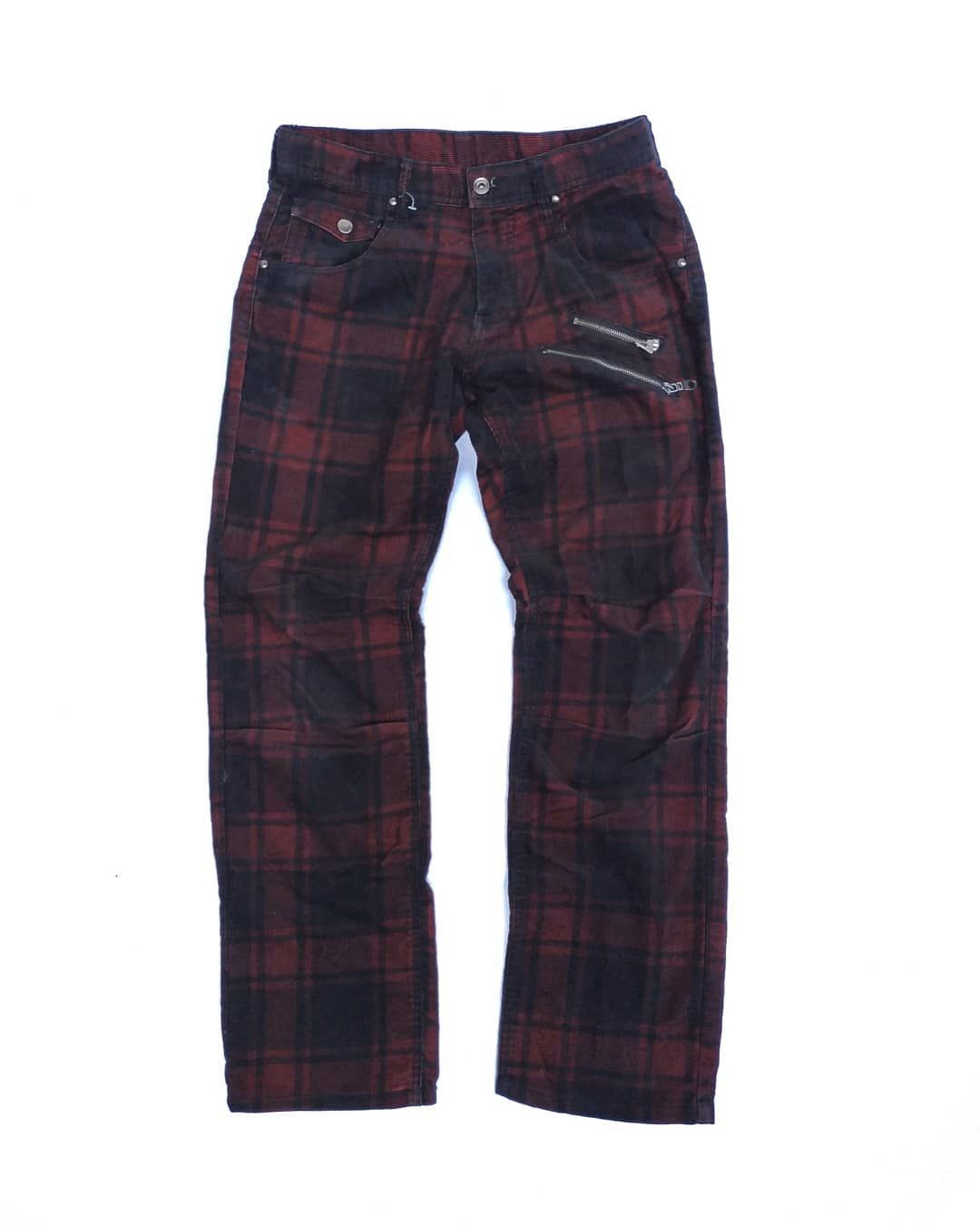 If Six Was Nine 2000s Archive Corduroy Punk Pants Tartan Plaid Size US 31 - 1 Thumbnail