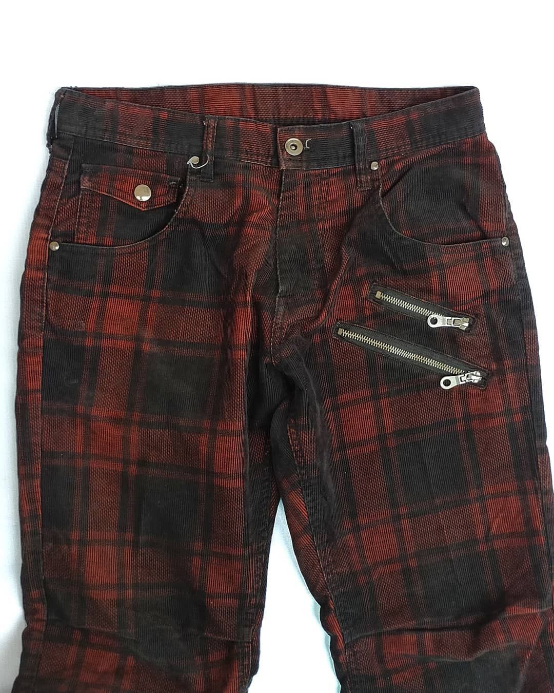If Six Was Nine 2000s Archive Corduroy Punk Pants Tartan Plaid Size US 31 - 3 Thumbnail