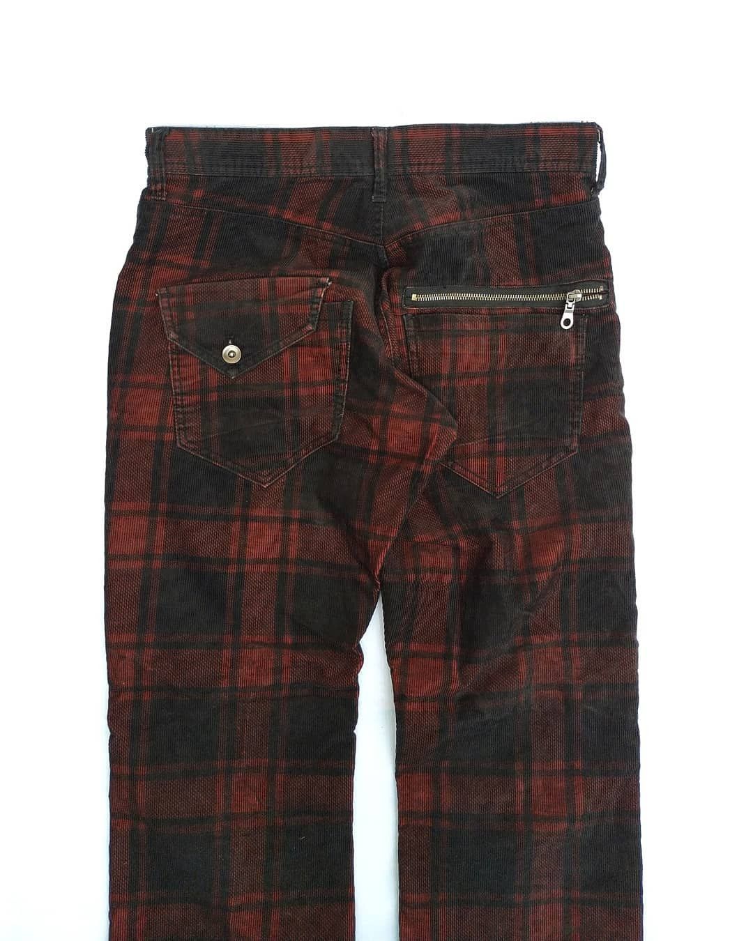 If Six Was Nine 2000s Archive Corduroy Punk Pants Tartan Plaid Size US 31 - 2 Thumbnail