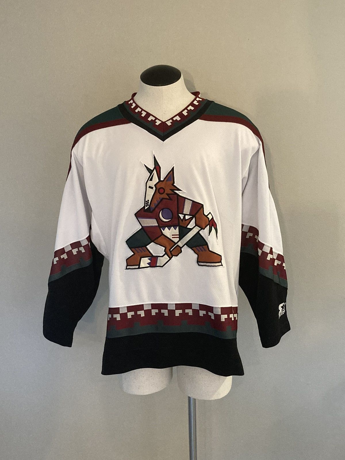 Maillot De Hockey Vintage Arizona Coyotes - Dessin Kachina Tête Verte - Marque Starter Taille M - Occasion
