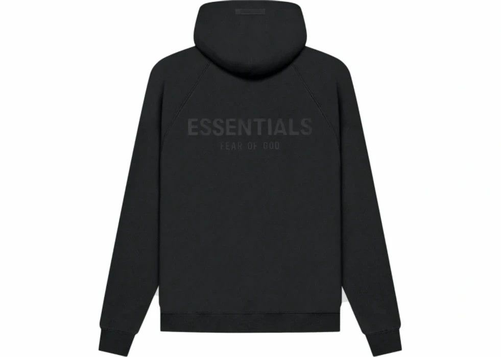 image of Fear Of God Essentials Black Pullover Hoodie In Xl, Men's