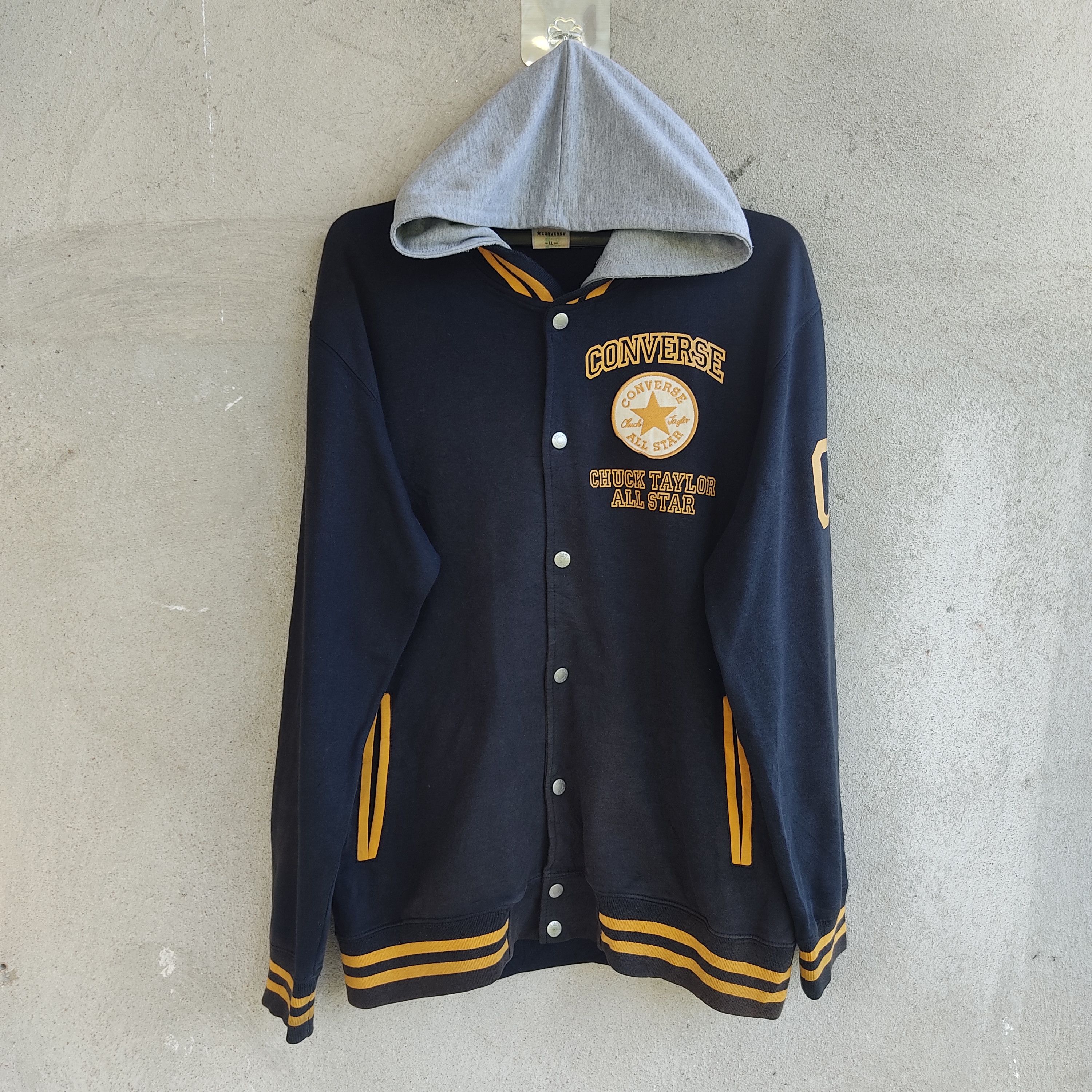 image of Faded Converse Chuck Taylor Varsity Hoodie Jacket in Dark Blue, Men's (Size Medium)