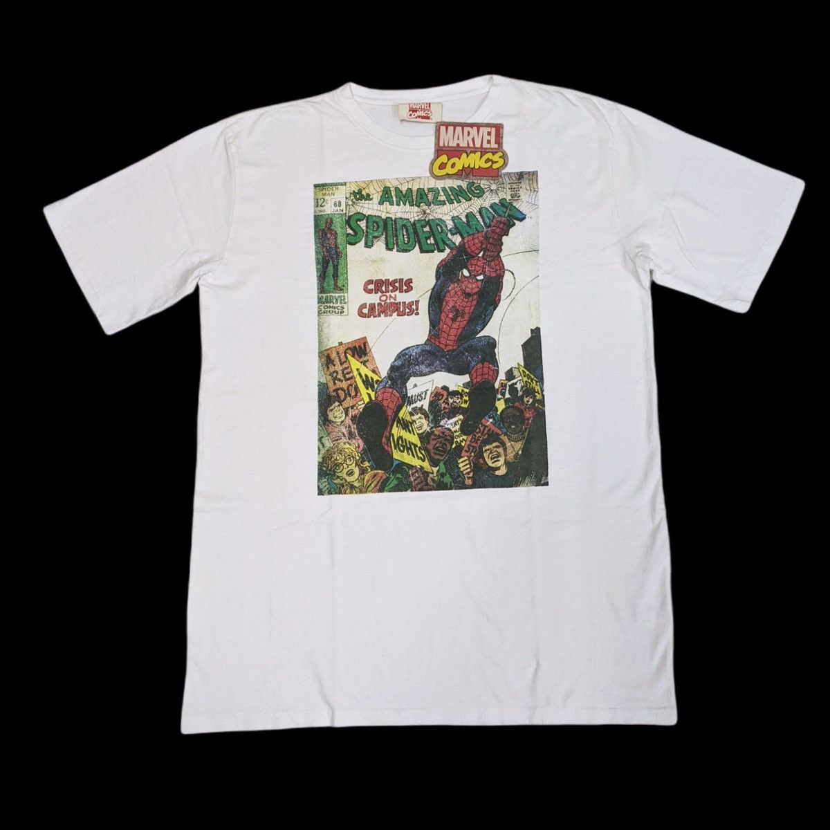 Vintage MARVEL SPIDERMAN CRISIS ON CAMPUS TEE | Grailed