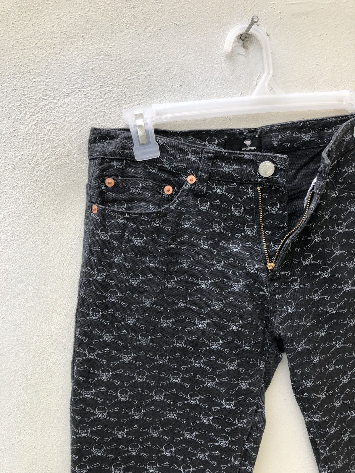 Super Lovers Lover’s Rock Japan Skull Cross Bone Monogram Denim Pant Size US 28 / EU 44 - 9 Thumbnail