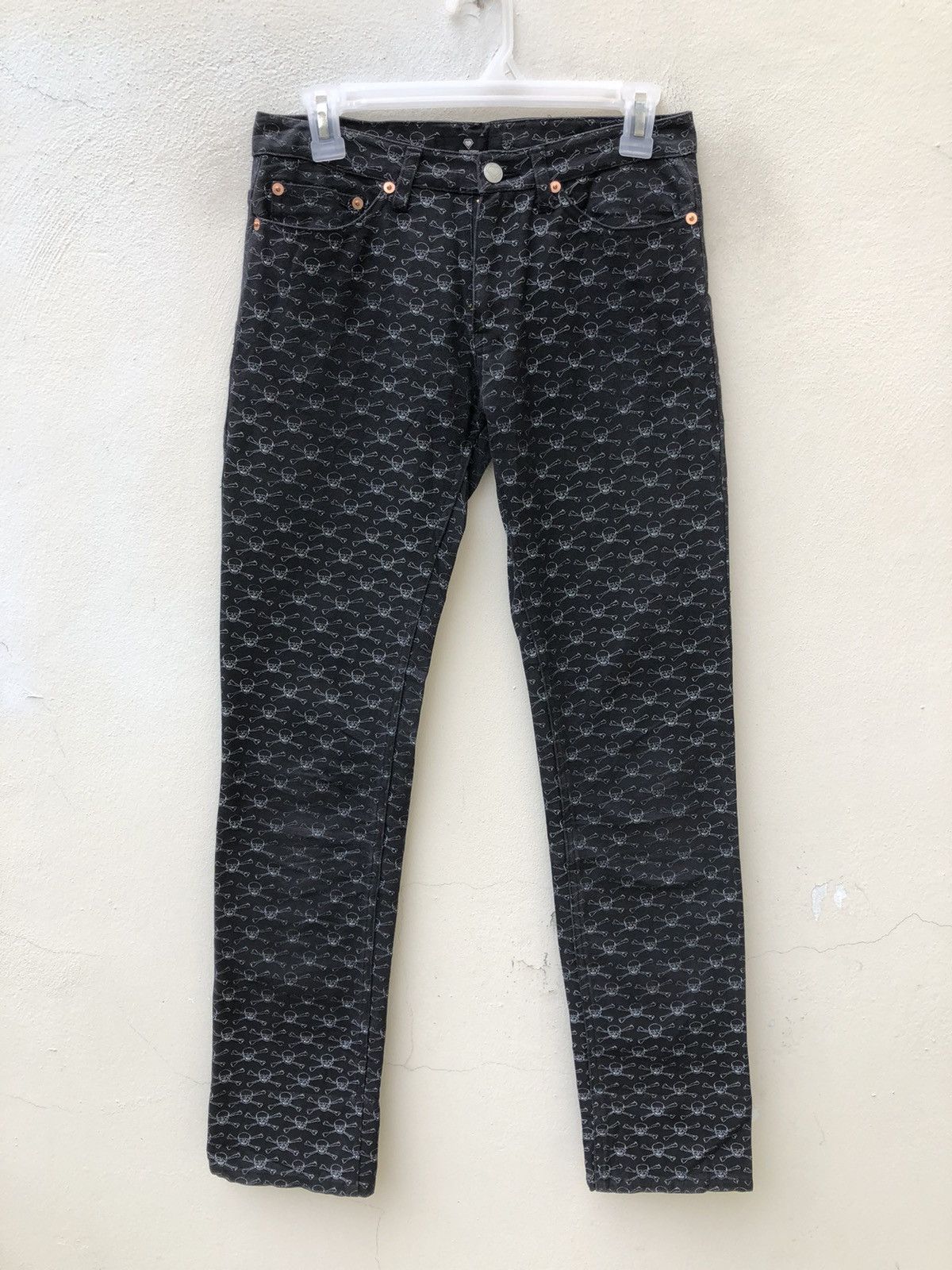 Super Lovers Lover’s Rock Japan Skull Cross Bone Monogram Denim Pant Size US 28 / EU 44 - 6 Thumbnail