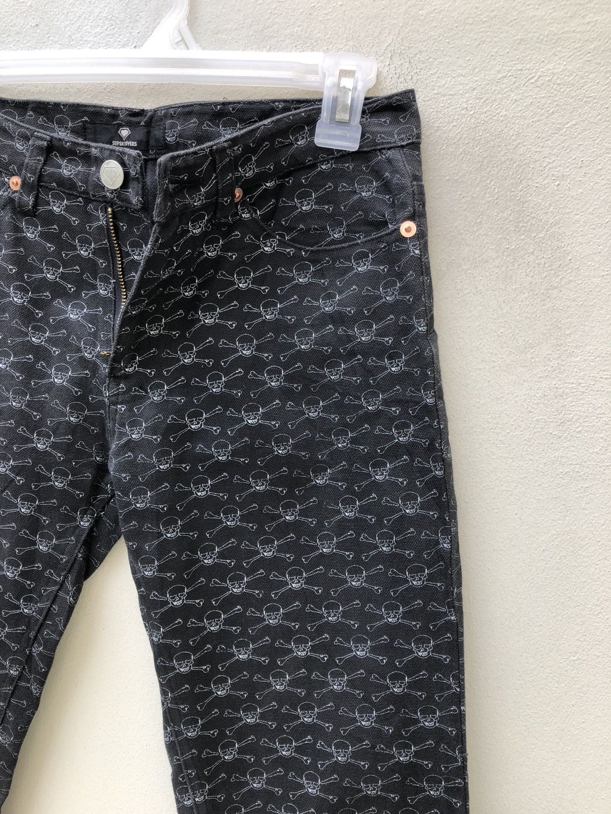 Super Lovers Lover’s Rock Japan Skull Cross Bone Monogram Denim Pant Size US 28 / EU 44 - 12 Thumbnail